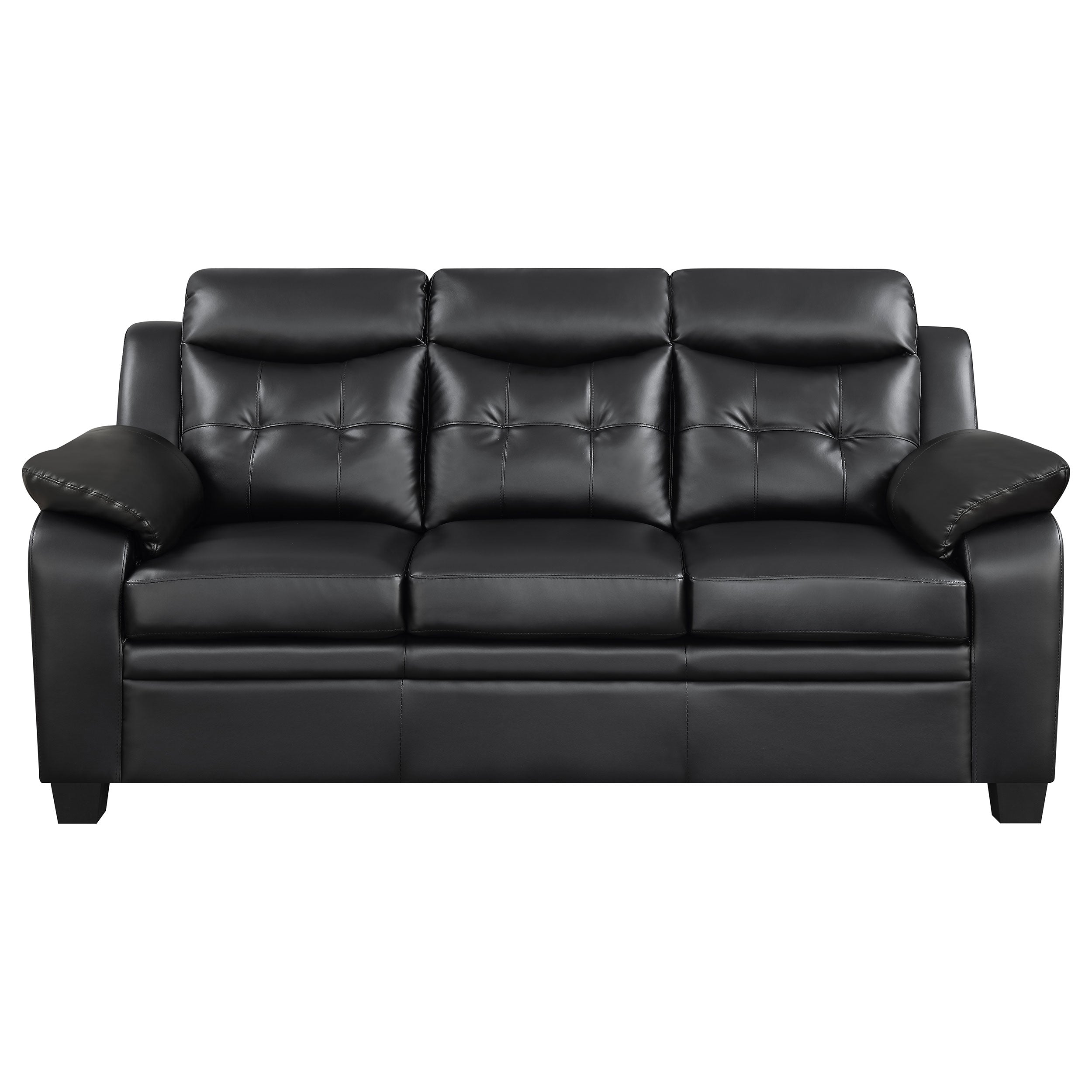 Finley 2-piece Upholstered Padded Arm Tufted Sofa Set Black — view 4