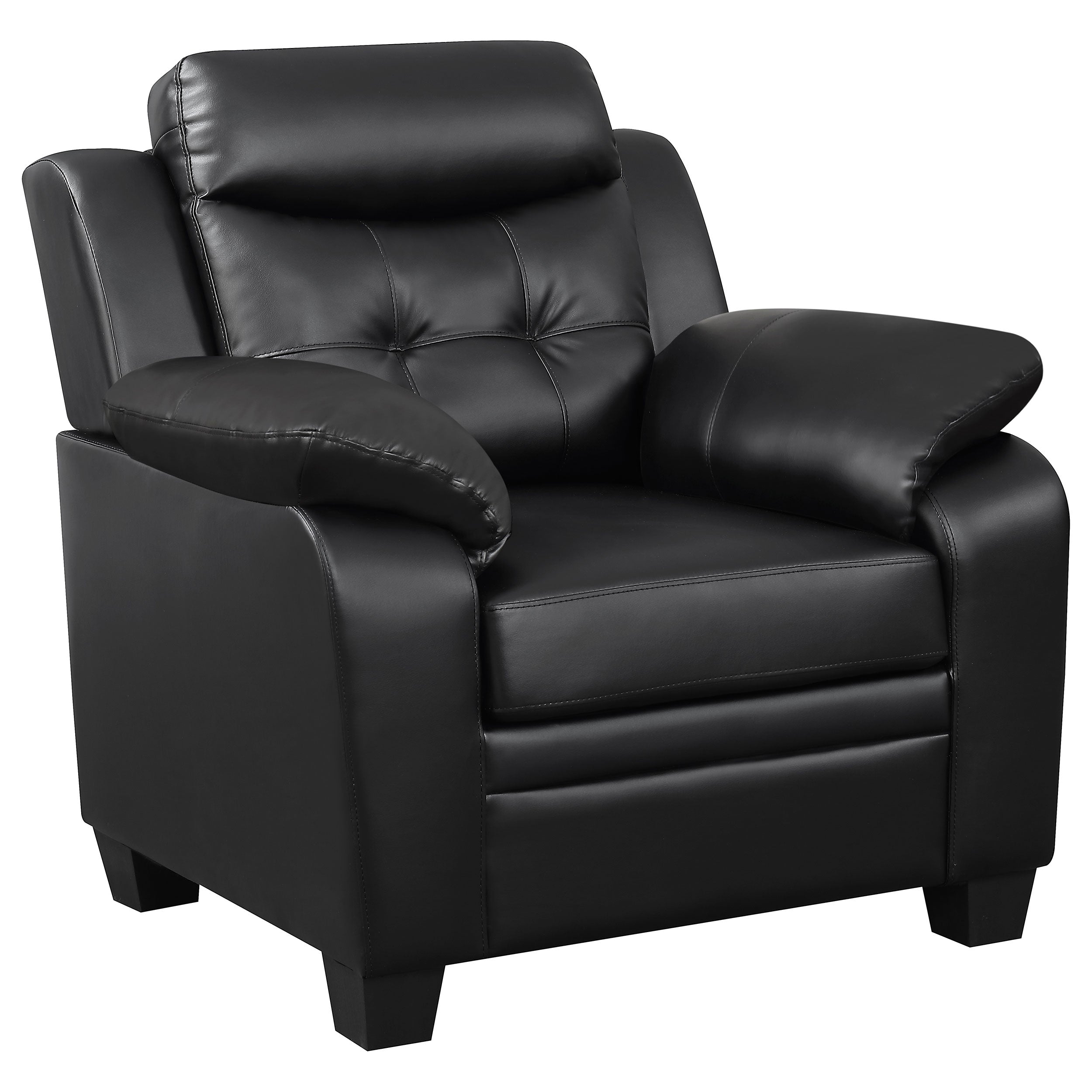 Finley Upholstered Padded Arm Tufted Accent Chair Black — view 1