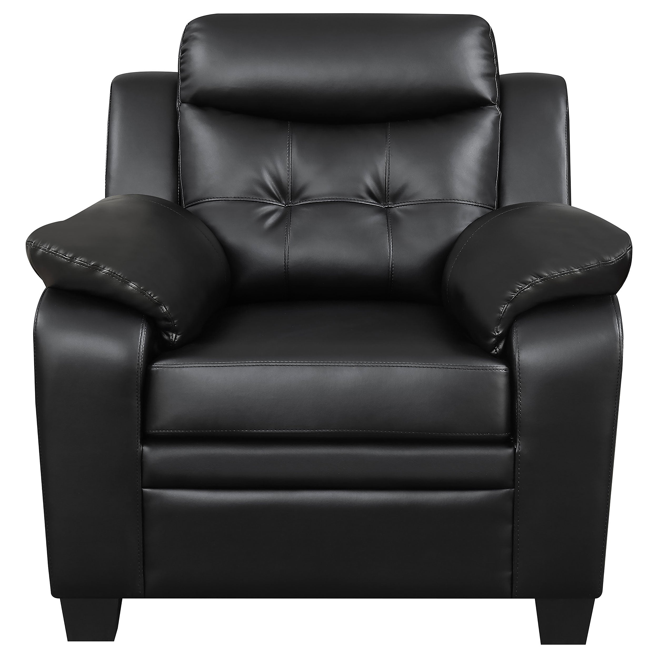 Finley Upholstered Padded Arm Tufted Accent Chair Black — view 3