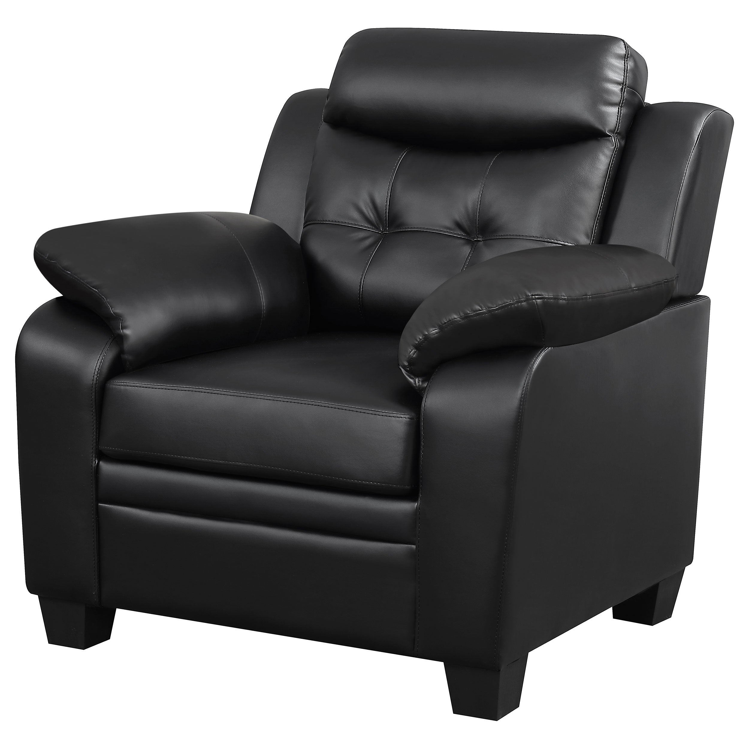 Finley Upholstered Padded Arm Tufted Accent Chair Black — view 4