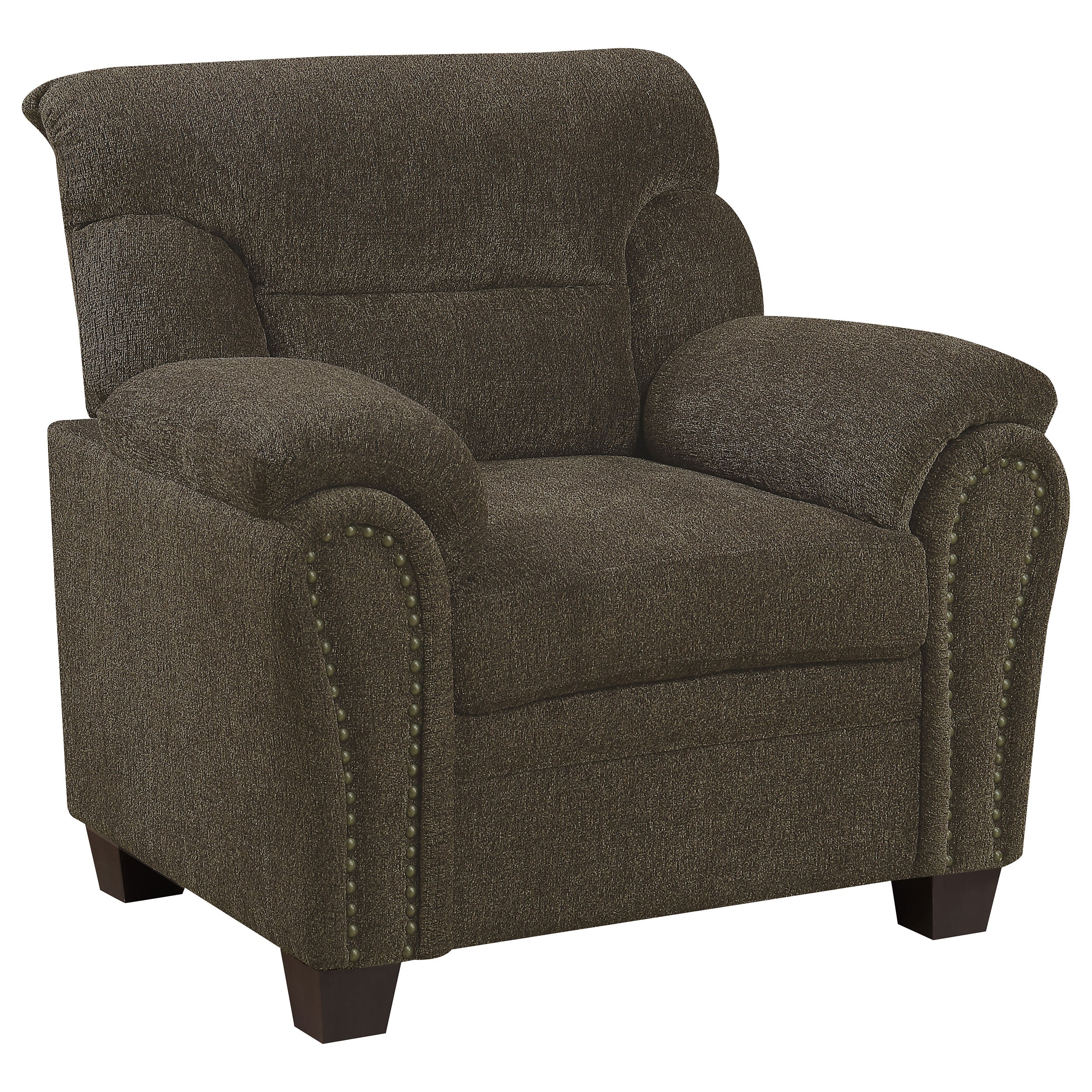 Clementine Upholstered Padded Arm Accent Chair Brown — view 1