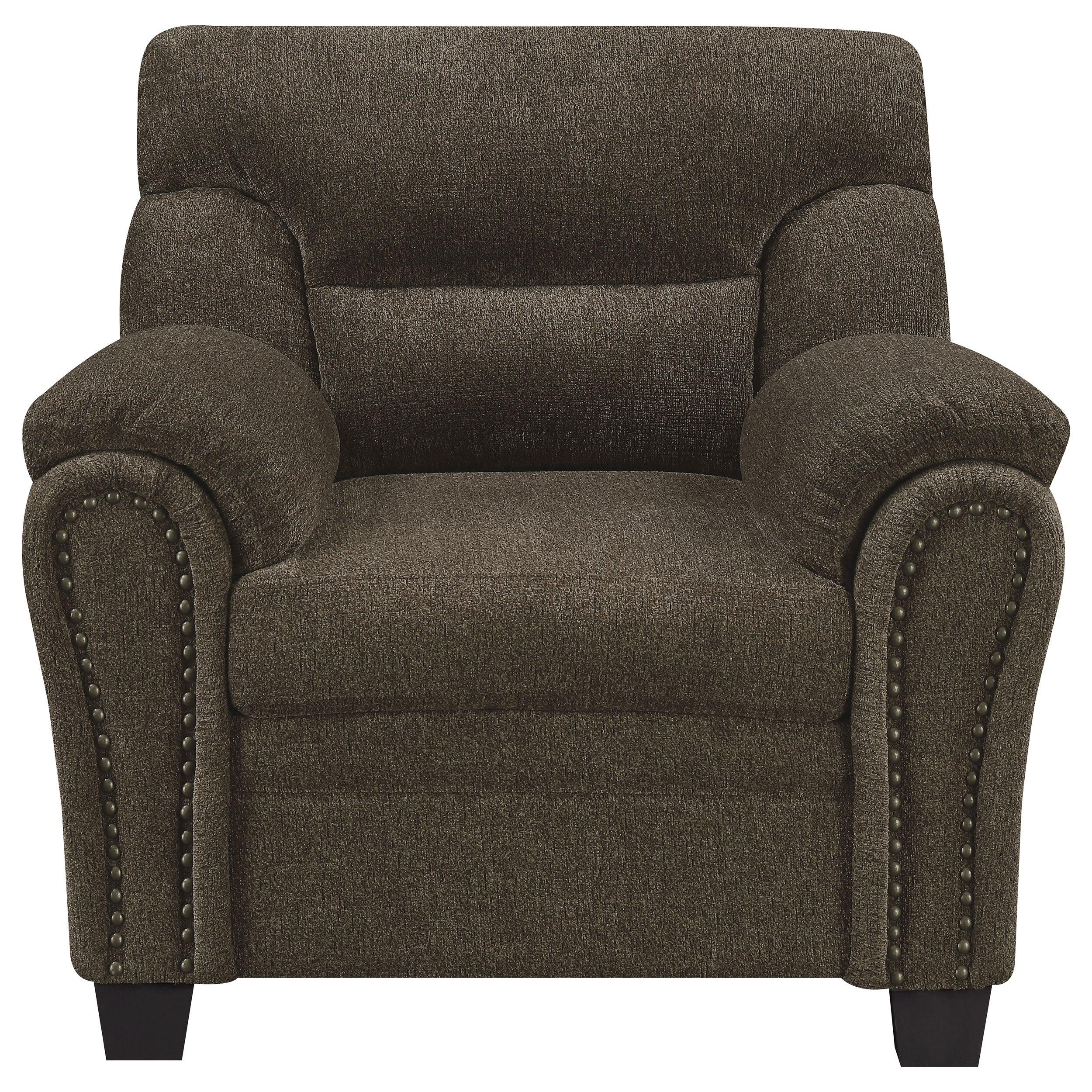 Clementine Upholstered Padded Arm Accent Chair Brown — view 3