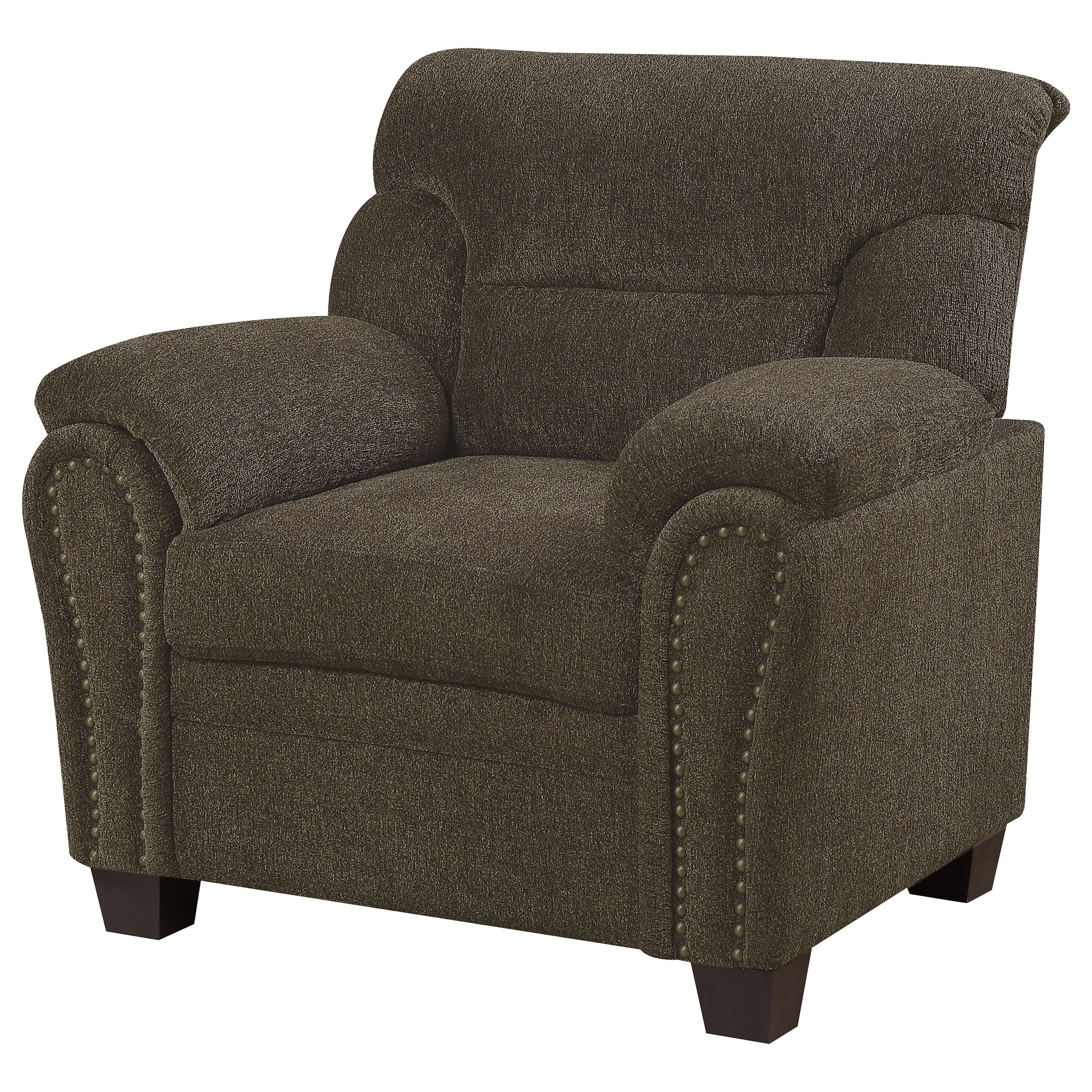 Clementine Upholstered Padded Arm Accent Chair Brown — view 4