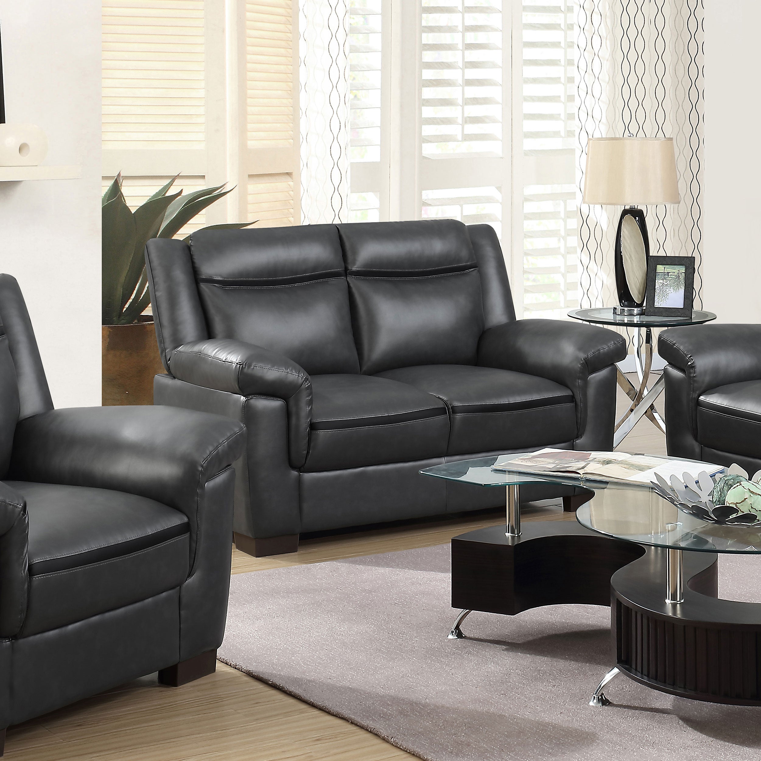 Arabella Upholstered Padded Arm Loveseat Grey — view 2