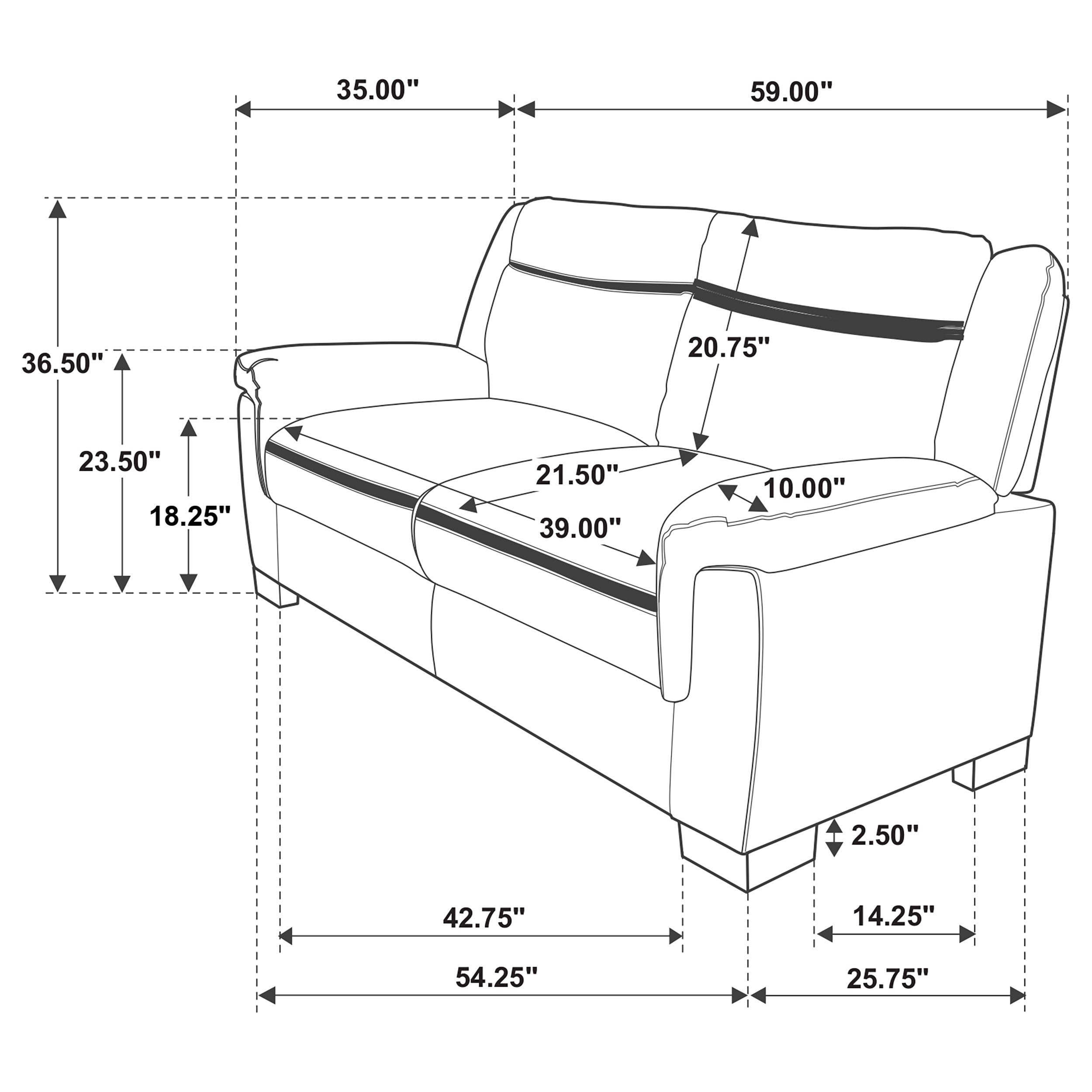 Arabella Upholstered Padded Arm Loveseat Grey — view 6