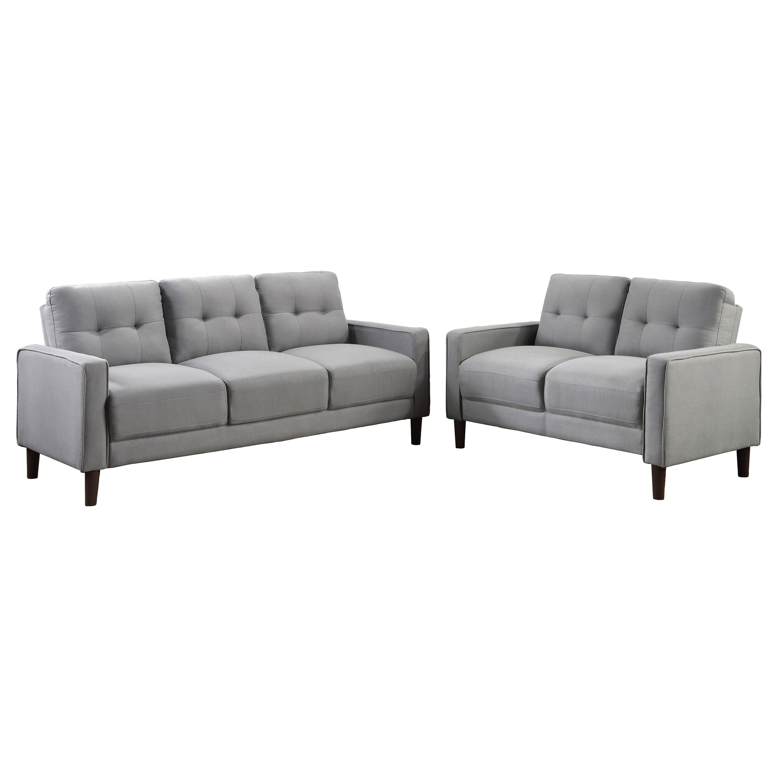 Bowen 2-piece Upholstered Track Arm Tufted Sofa Set Grey — view 2