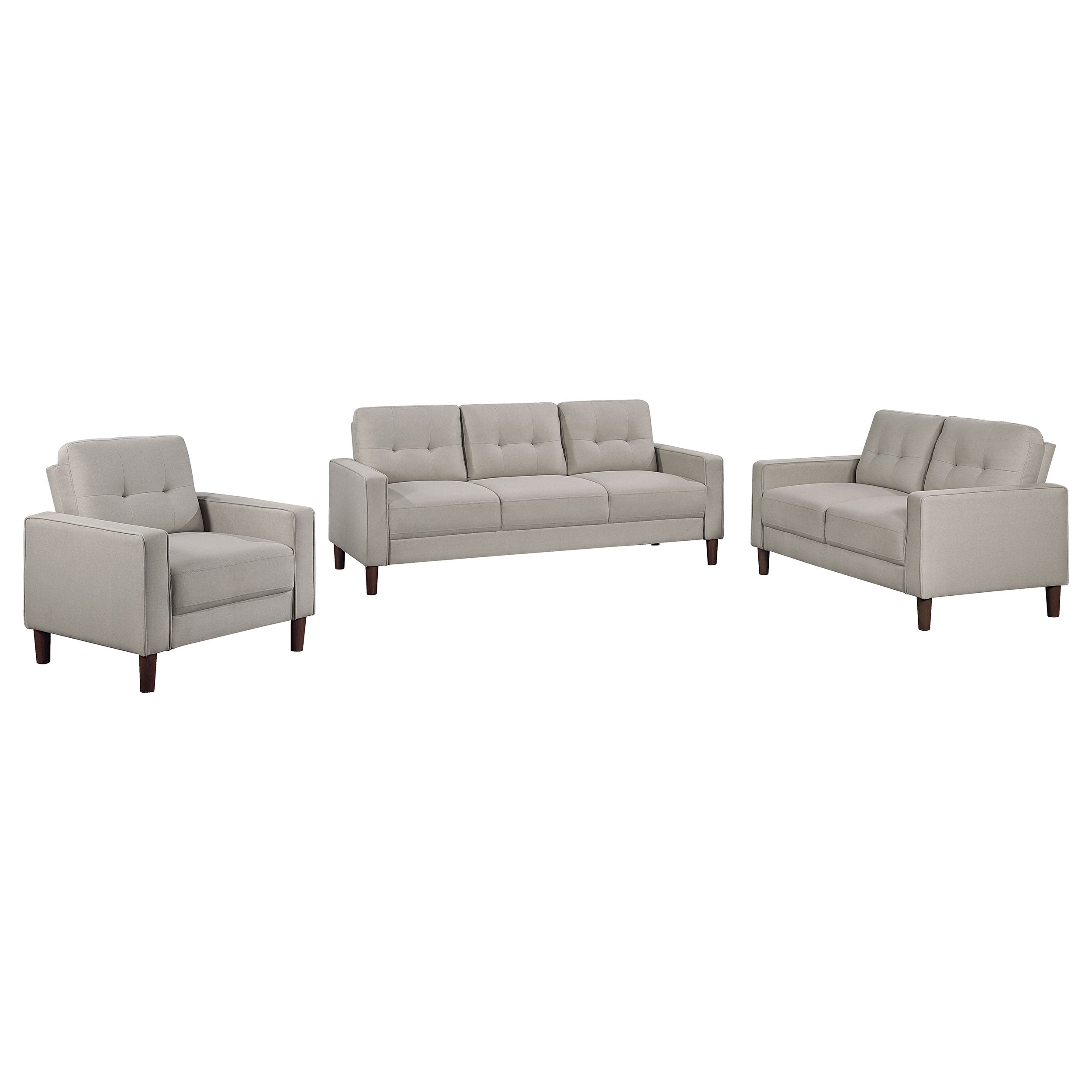 Bowen 3-piece Upholstered Track Arm Tufted Sofa Set Beige — view 2