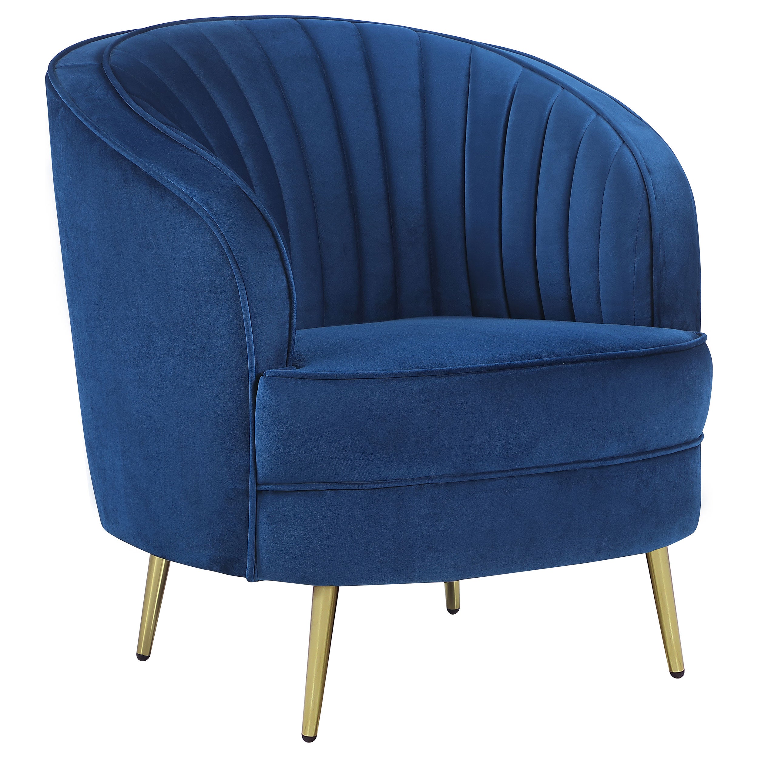 Sophia Upholstered Channel Tufted Barrel Accent Chair Blue — view 1