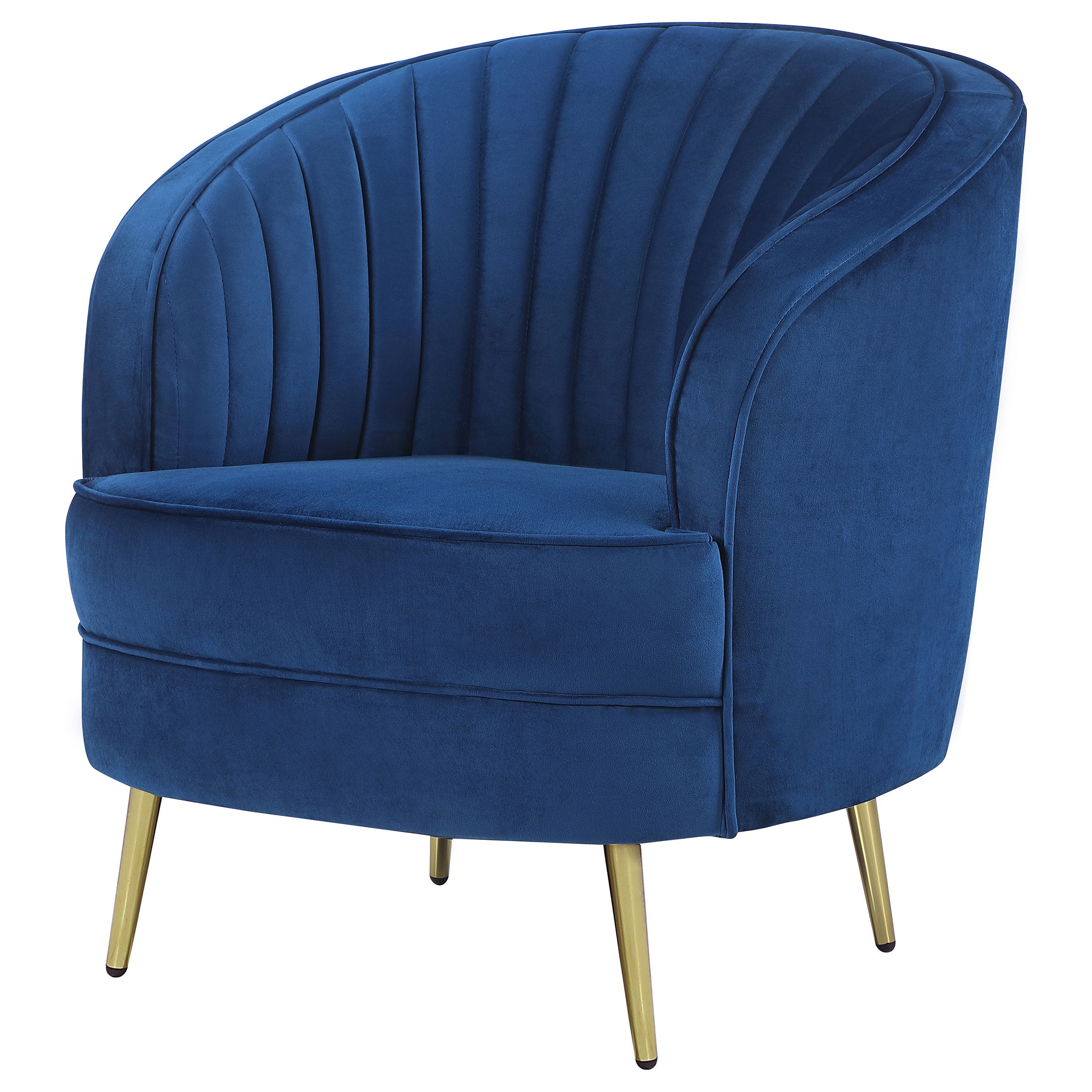 Sophia Upholstered Channel Tufted Barrel Accent Chair Blue — view 4