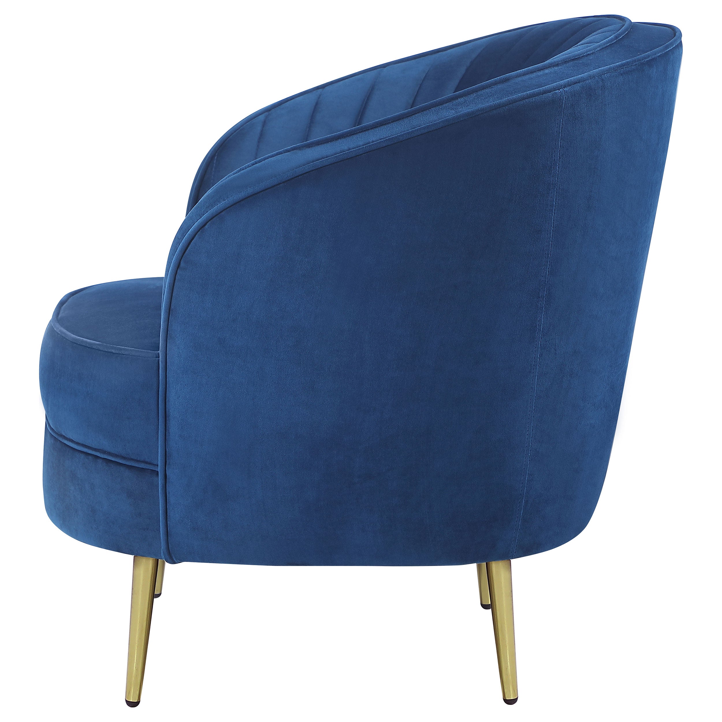 Sophia Upholstered Channel Tufted Barrel Accent Chair Blue — view 5