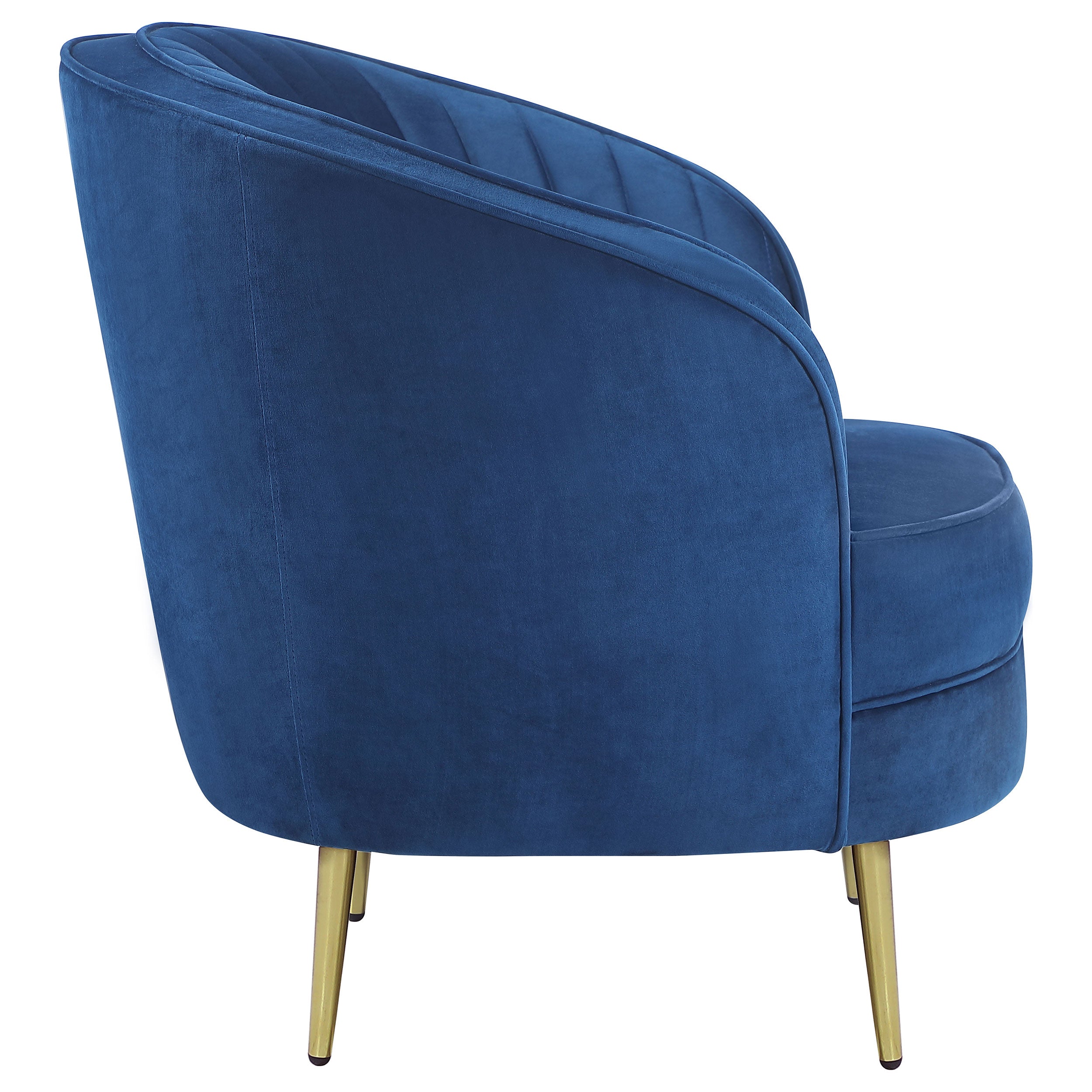 Sophia Upholstered Channel Tufted Barrel Accent Chair Blue — view 7