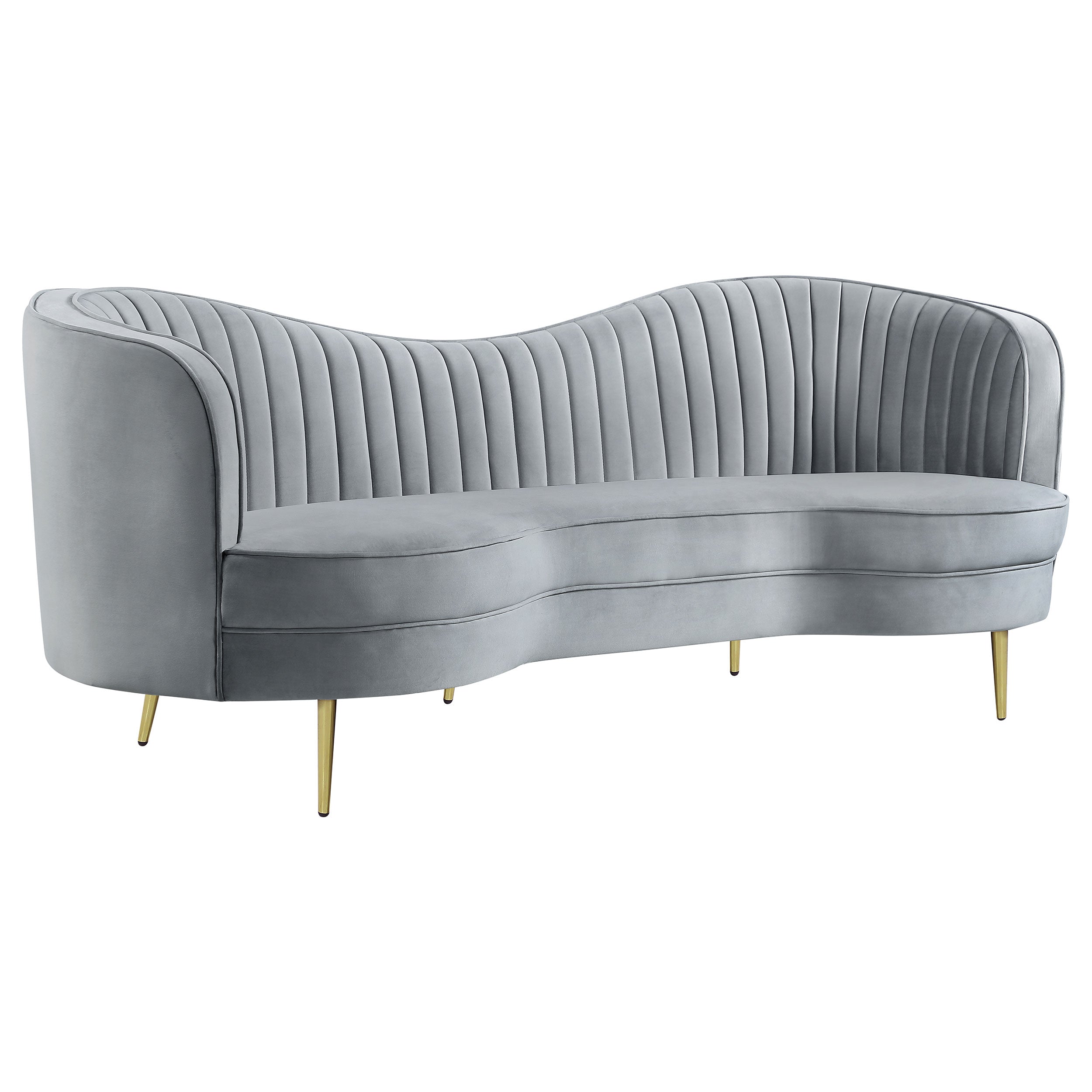 Sophia 2-piece Upholstered Channel Tufted Sofa Set Grey — view 3