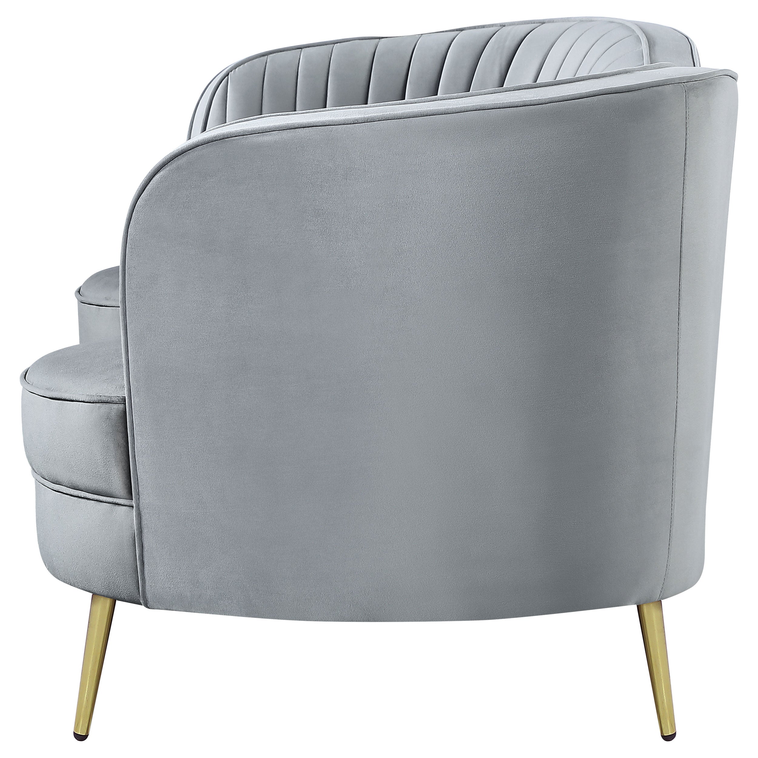 Sophia Upholstered Channel Tufted Loveseat Grey — view 5