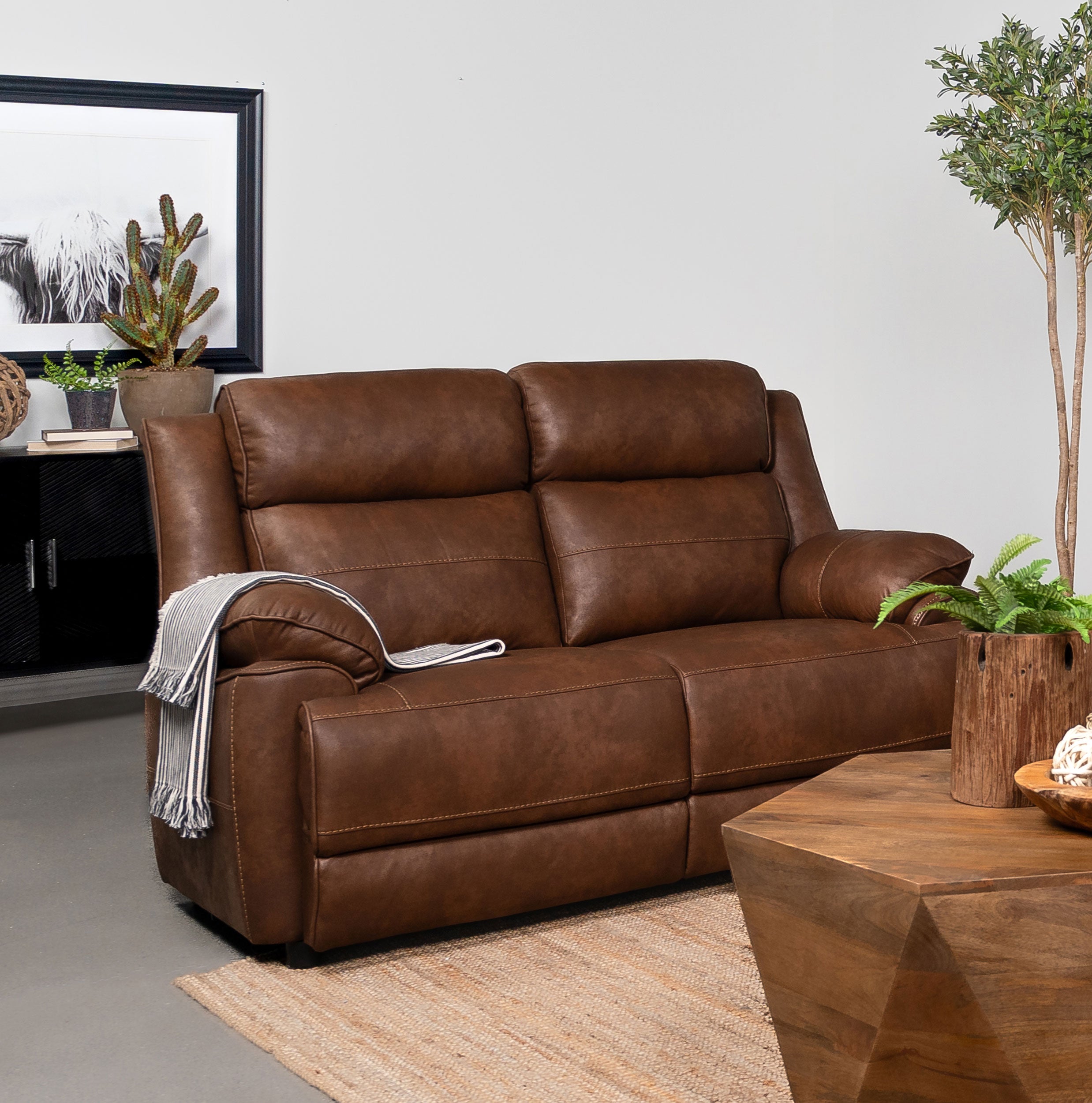 Ellington Upholstered Padded Arm Loveseat Dark Brown — view 2