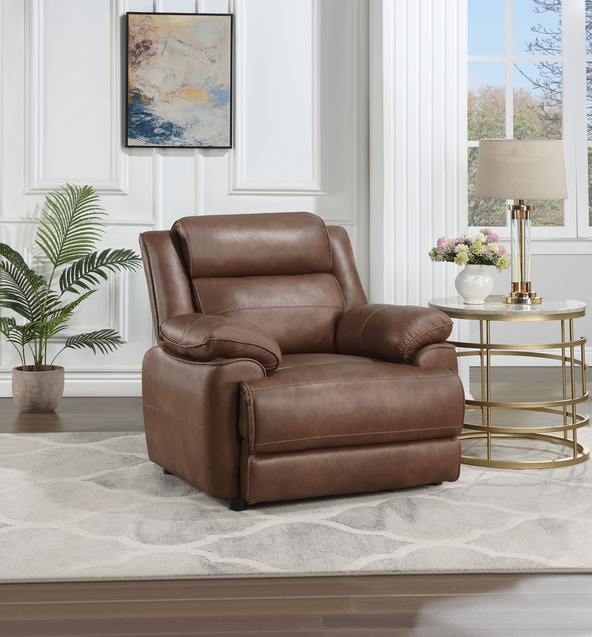 Ellington Upholstered Padded Arm Accent Chair Dark Brown — view 2