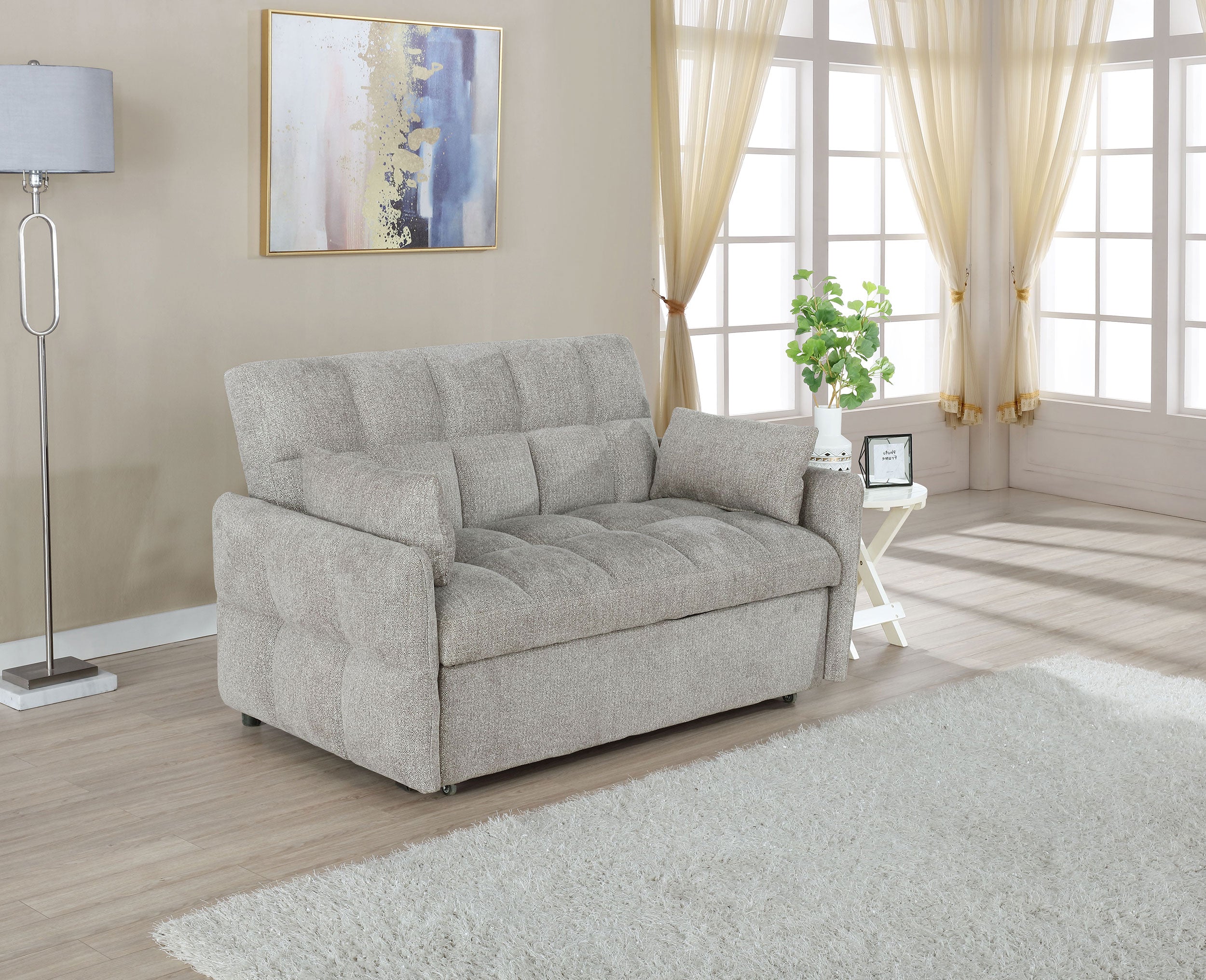 Cotswold Upholstered Convertible Sleeper Sofa Bed Light Grey — view 2