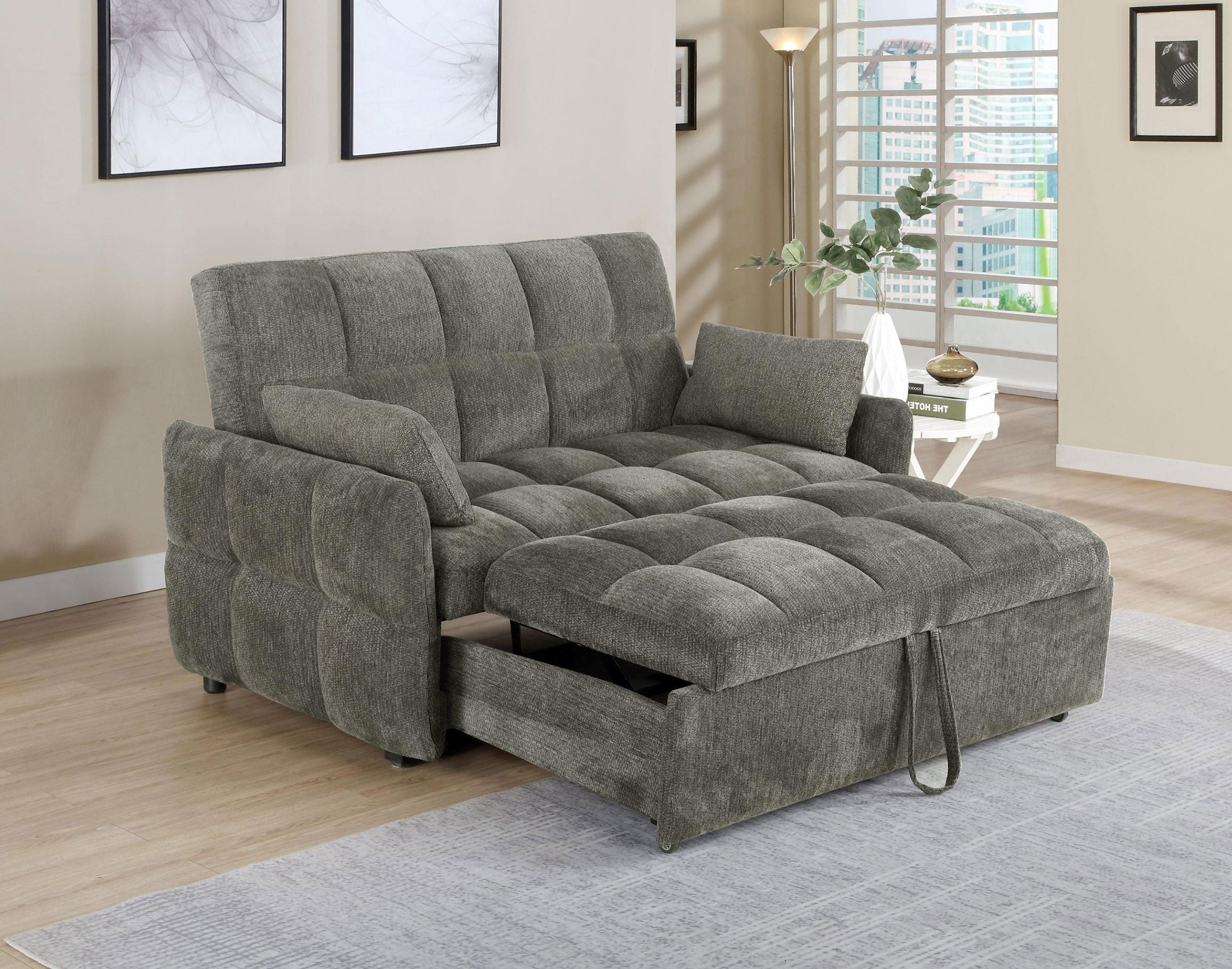 Cotswold Upholstered Convertible Sleeper Sofa Bed Dark Grey — view 3
