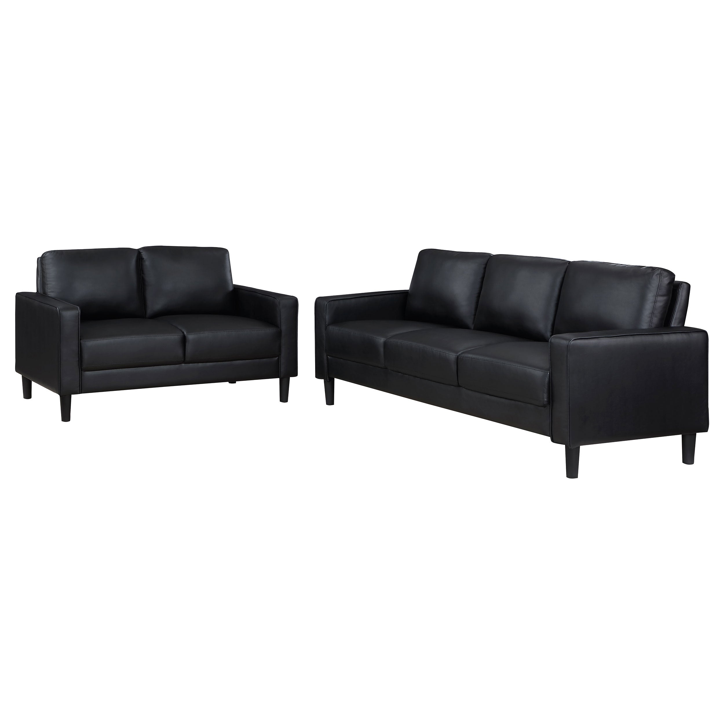 Ruth 2-piece Upholstered Track Arm Sofa Set Black — view 2