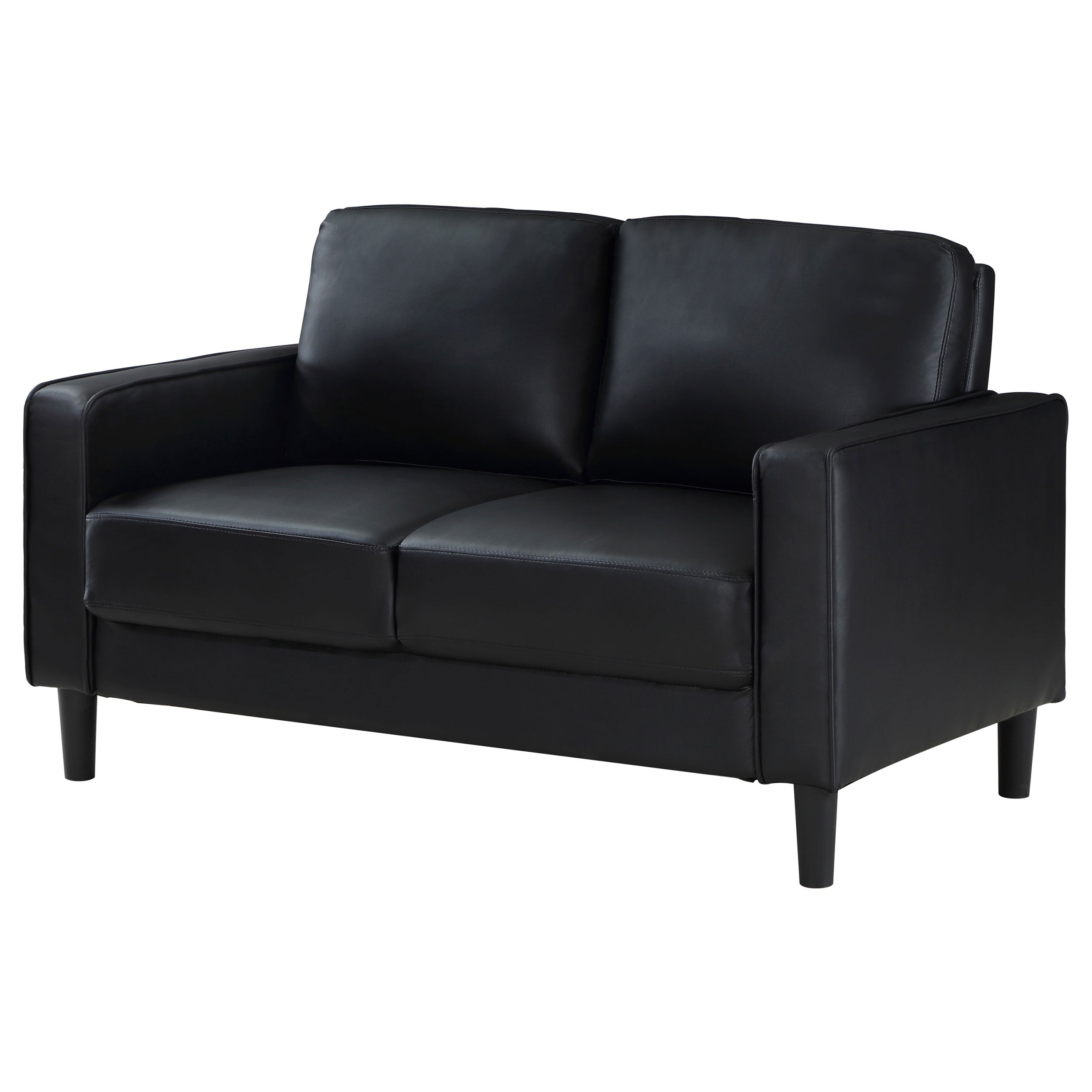 Ruth Upholstered Track Arm Loveseat Black — view 4