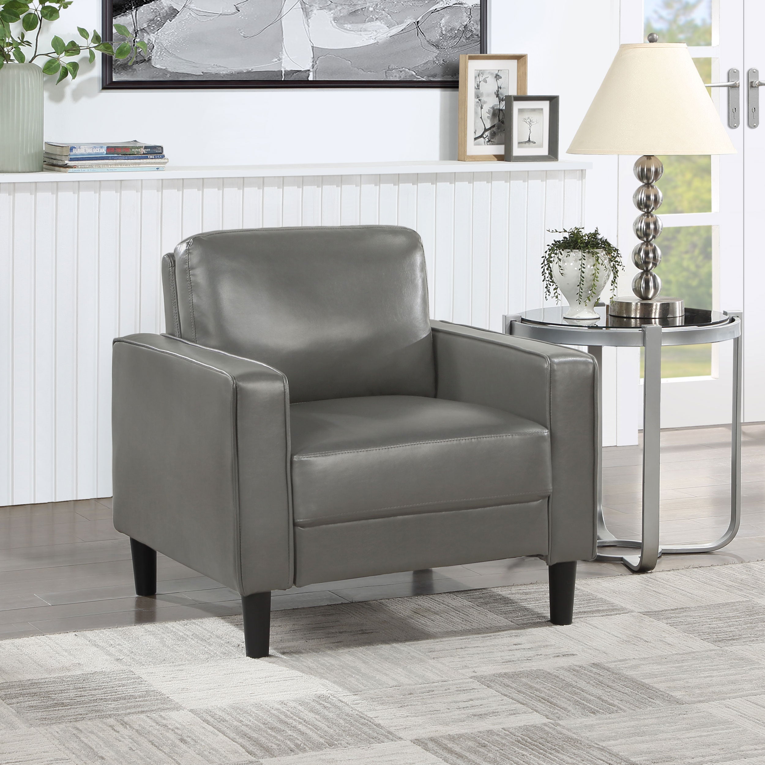 Ruth Upholstered Track Arm Accent Chair Grey — view 2