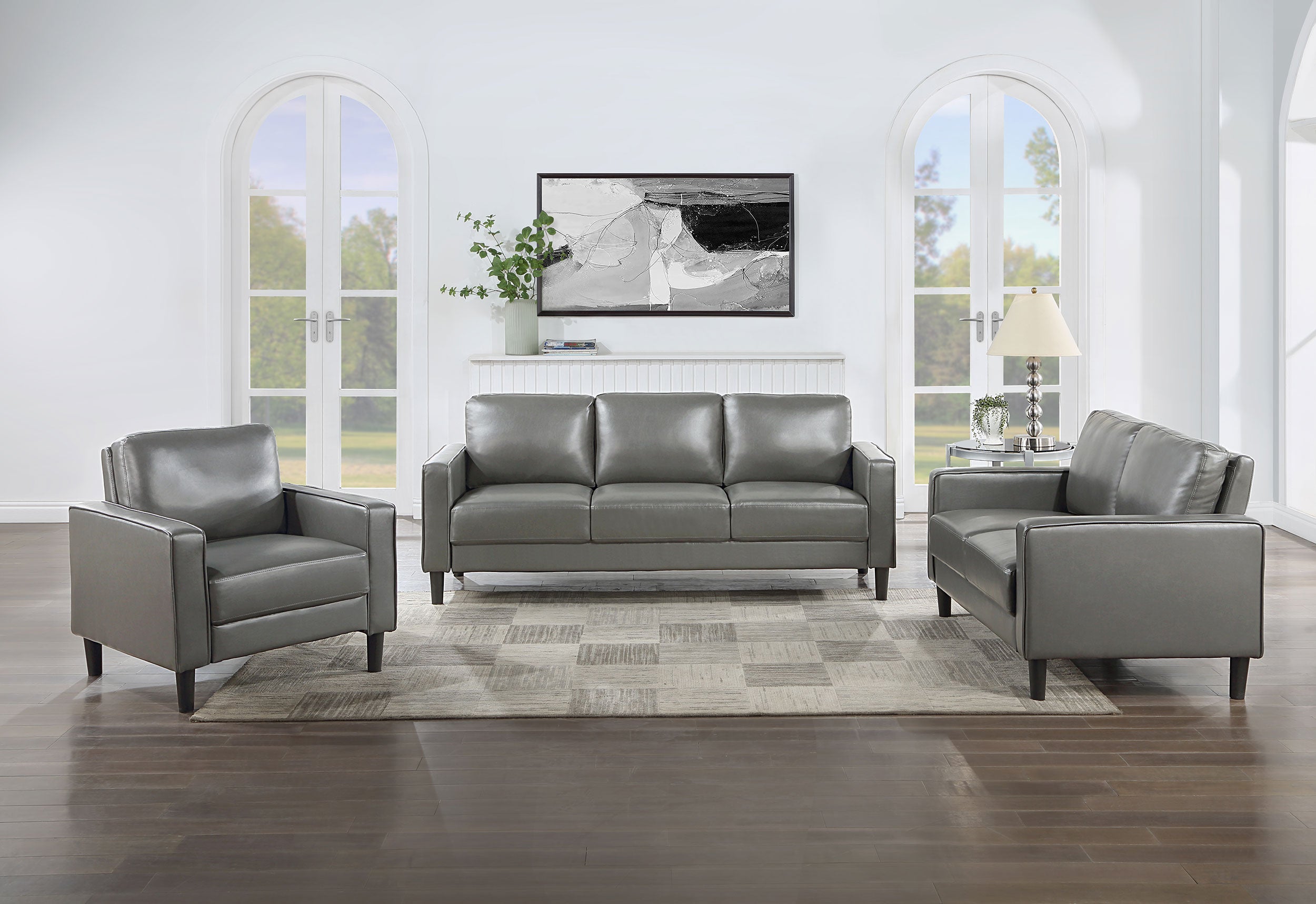Ruth Upholstered Track Arm Accent Chair Grey — view 11