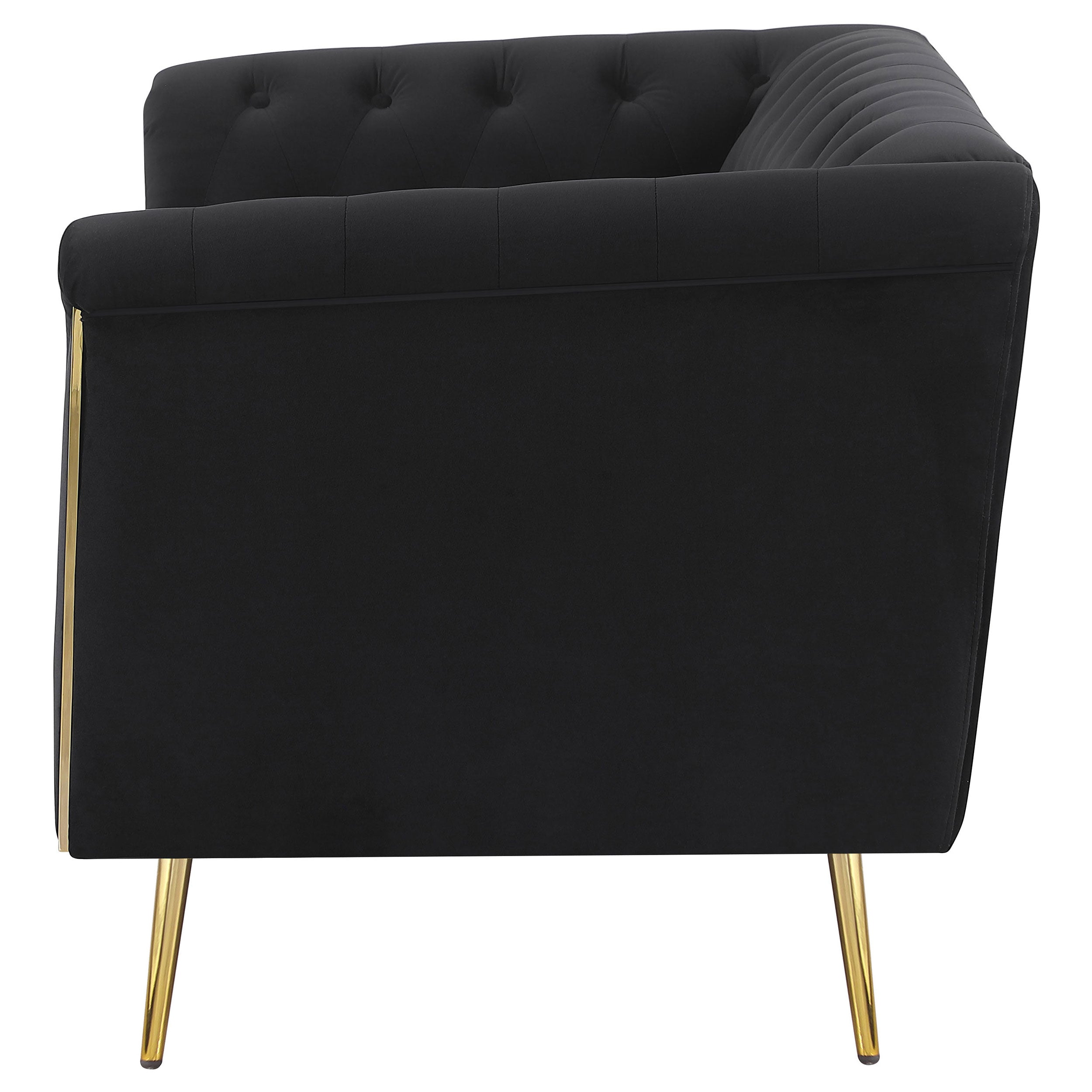 Holly Upholstered Tuxedo Arm Tufted Loveseat Black — view 5