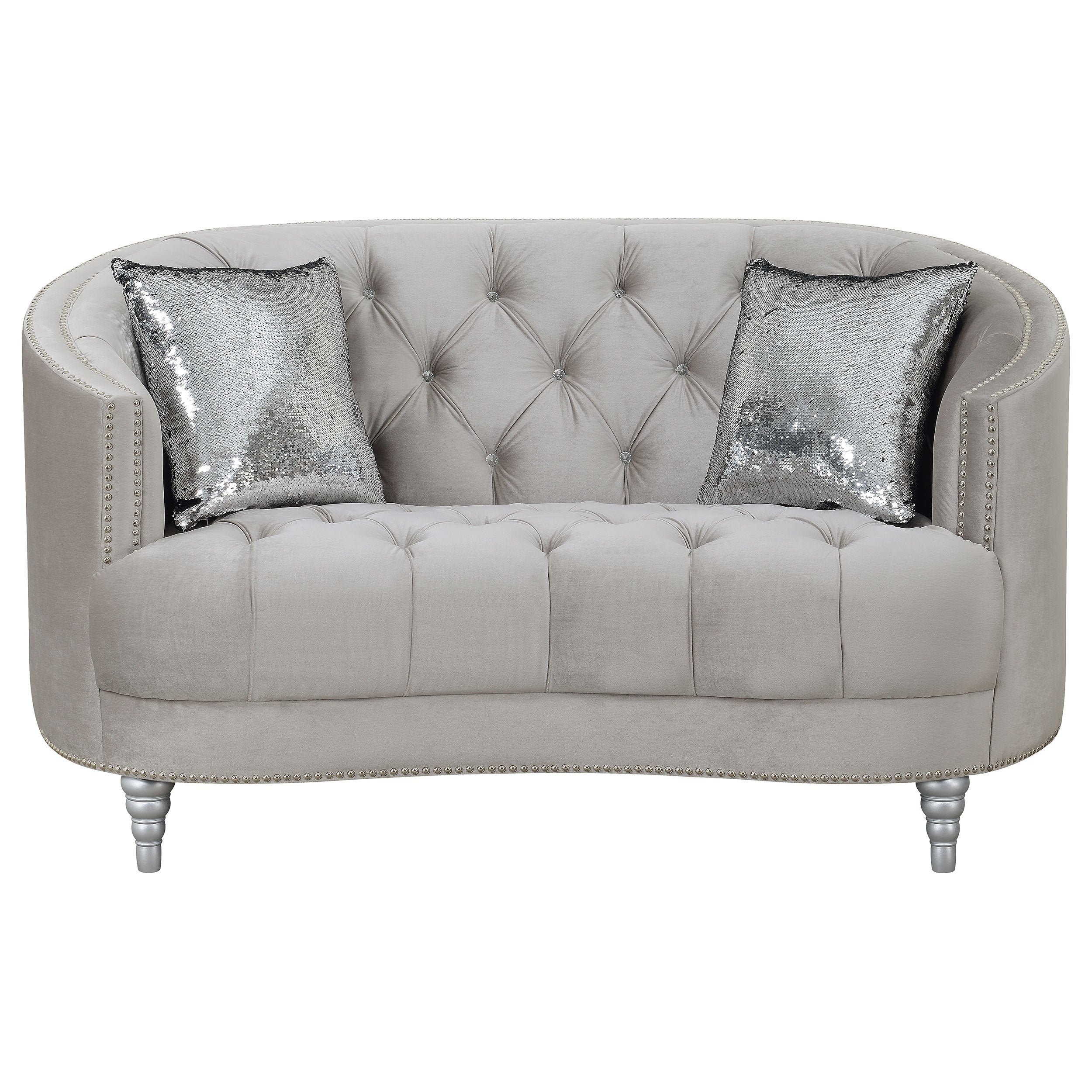 Avonlea Upholstered Sloped Arm Loveseat Grey Velvet — view 3