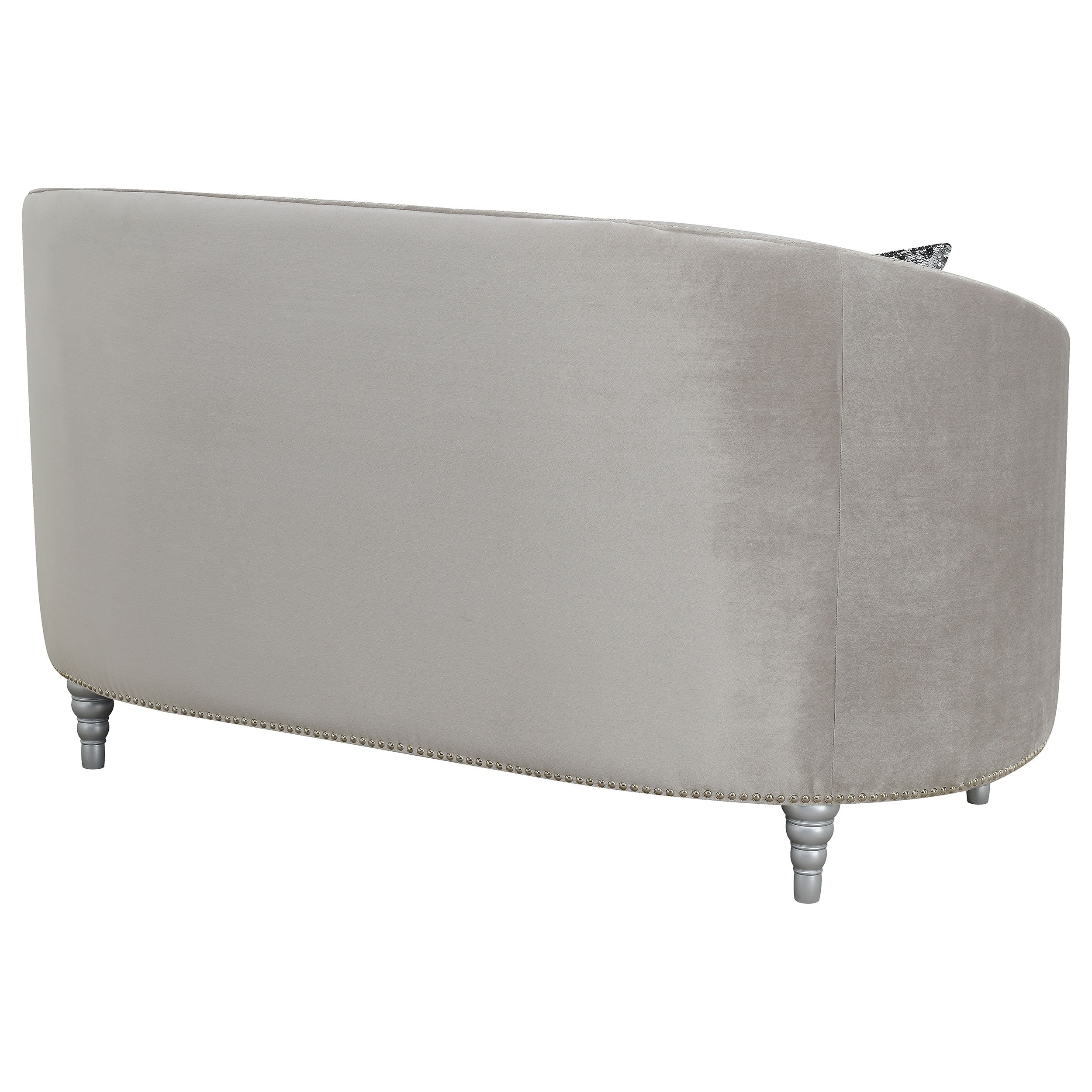 Avonlea Upholstered Sloped Arm Loveseat Grey Velvet — view 8