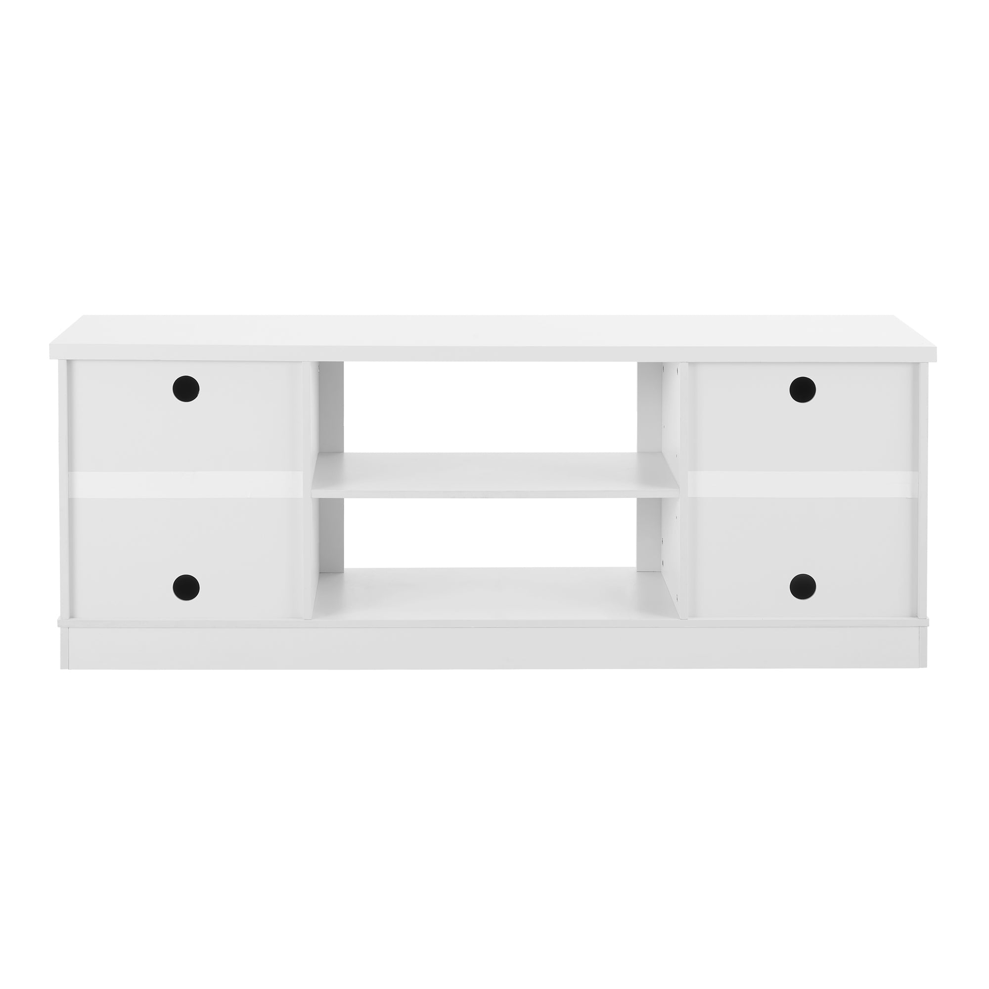 Modern Farmhouse TV Media Stand, Large Barn Inspired Home Entertainment Console, for TV Up to 70'', with Open Shelves and Closed Cabinets, White, 64.8"W*15.67"D*24.29"H