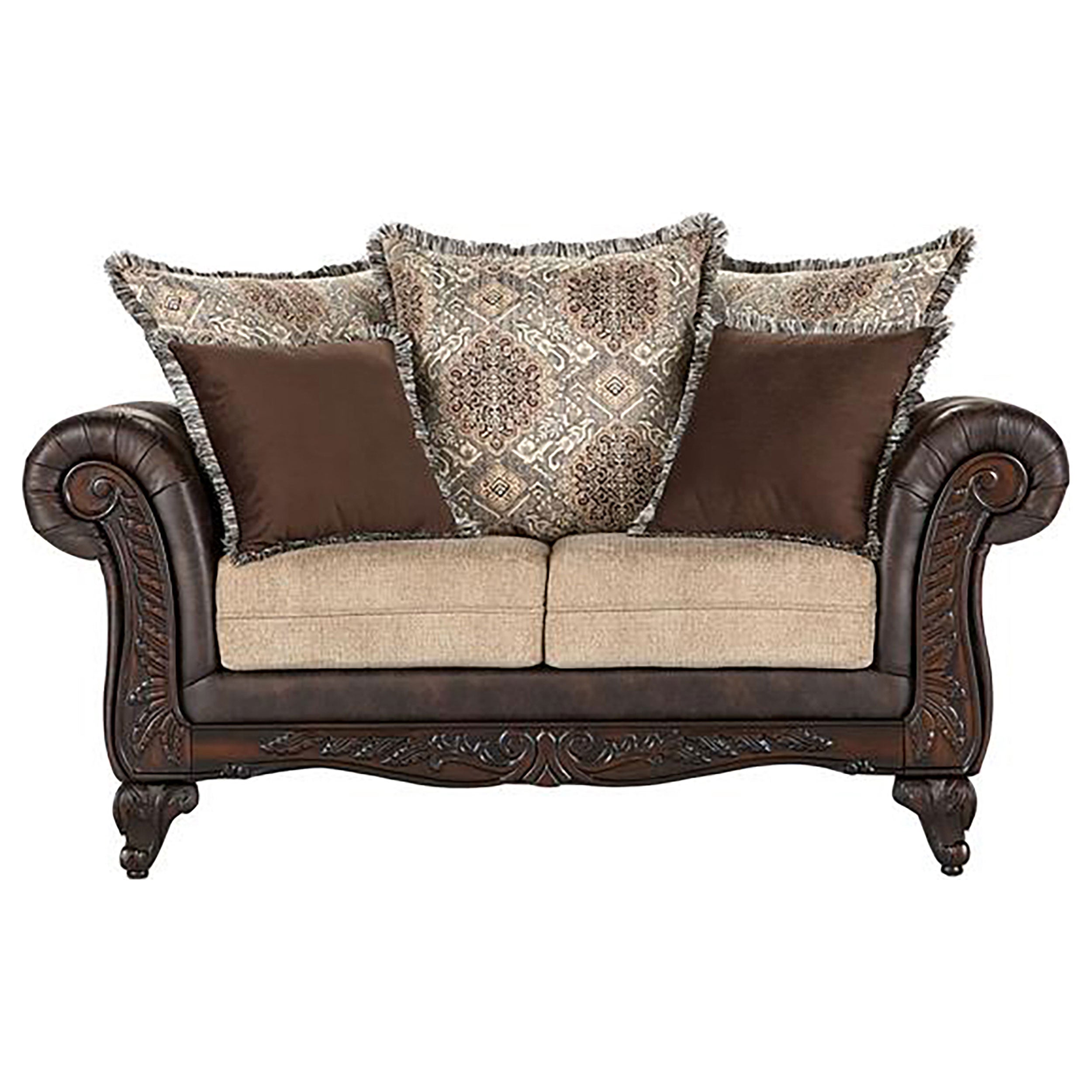 Elmbrook 2-piece Upholstered Rolled Arm Sofa Set Brown — view 4
