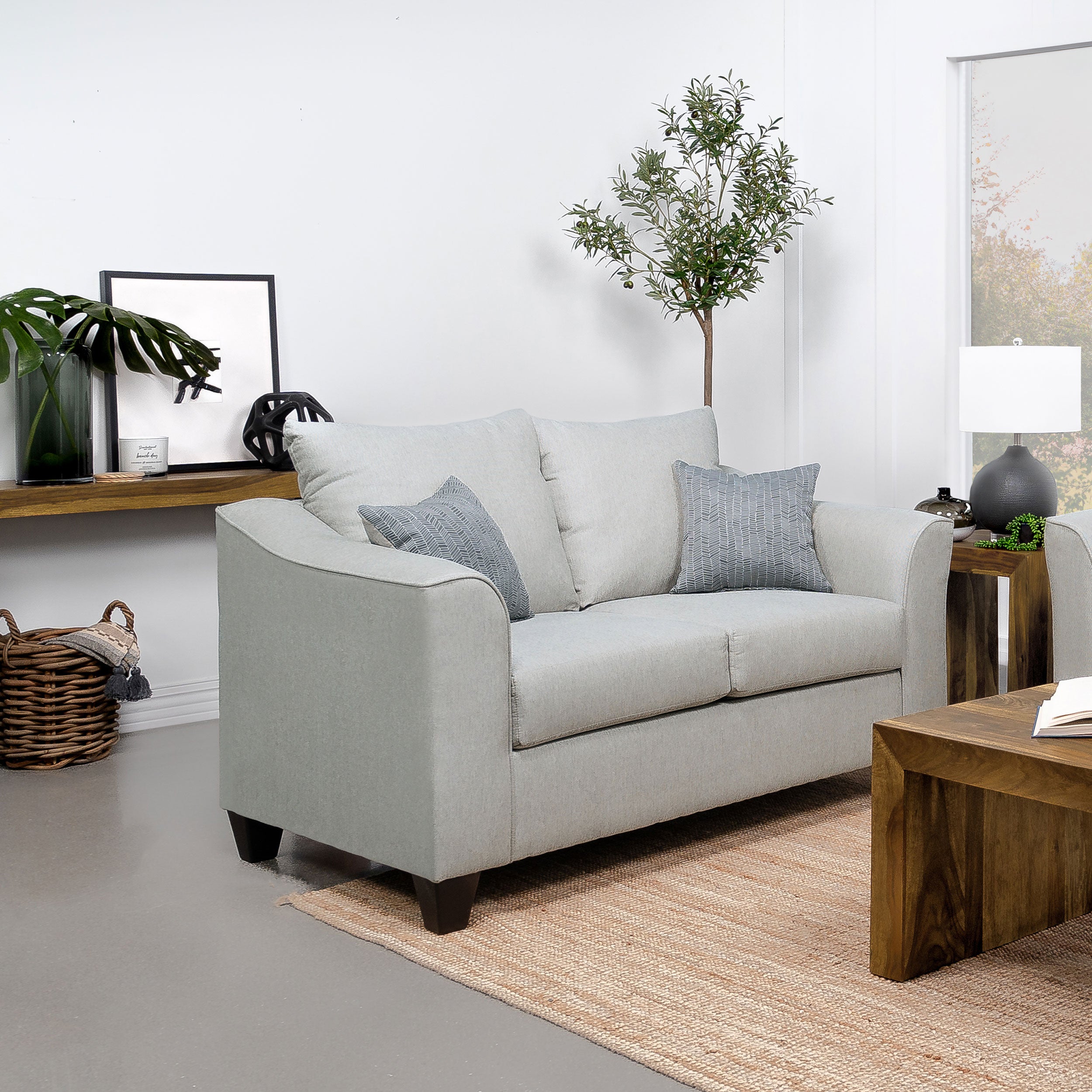 Salizar Upholstered Flared Arm Loveseat Sand — view 2