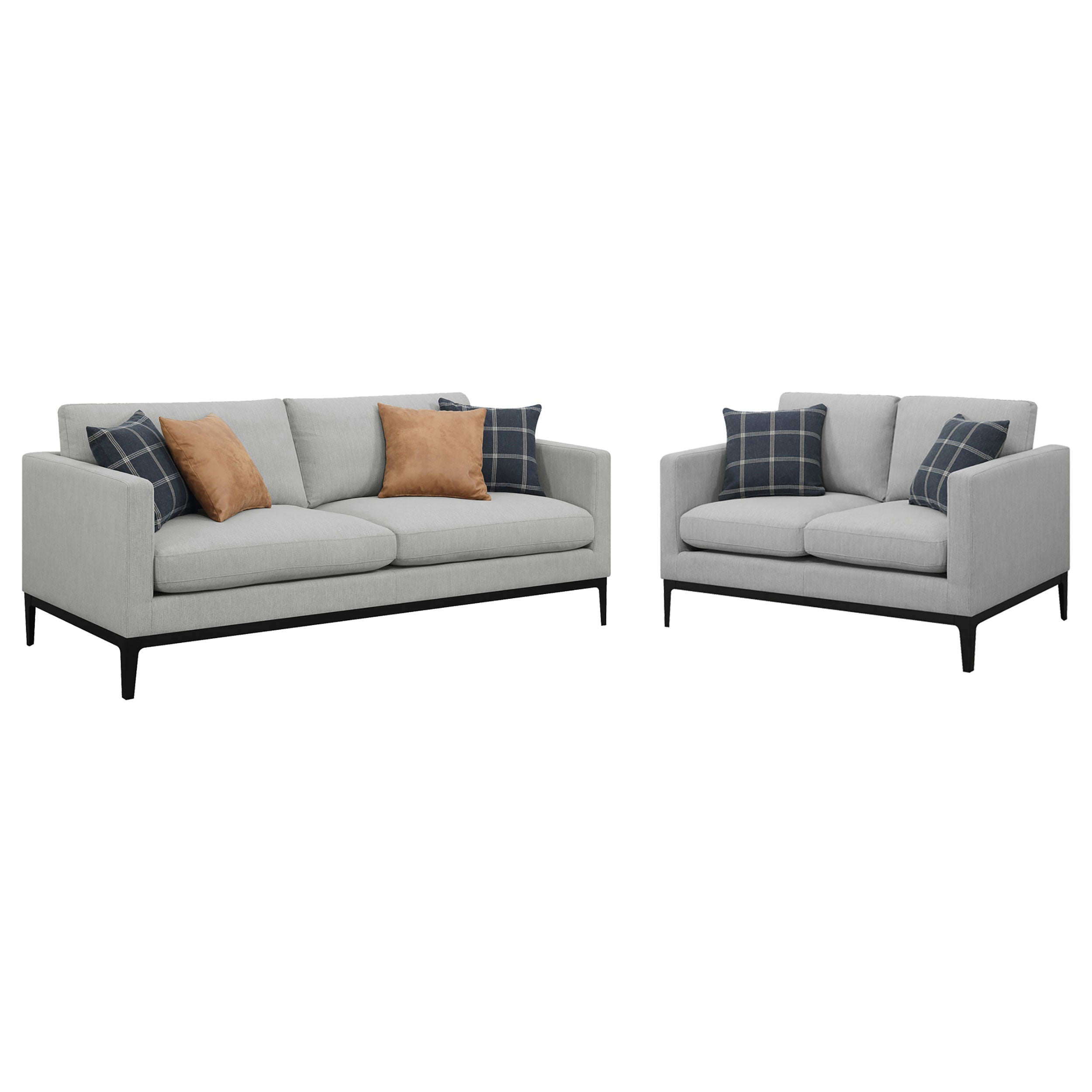 Apperson 2-piece Upholstered Track Arm Sofa Set Light Grey — view 2