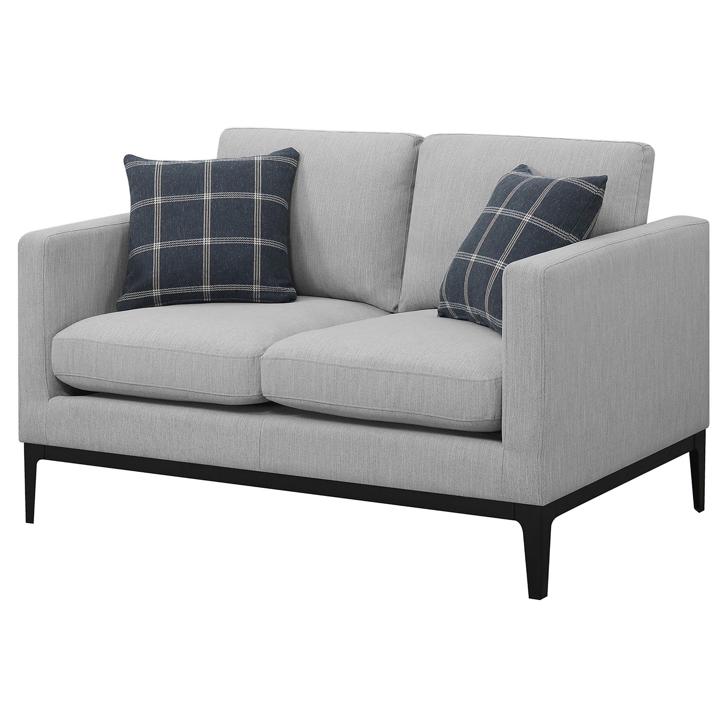 Apperson Upholstered Track Arm Loveseat Light Grey — view 4