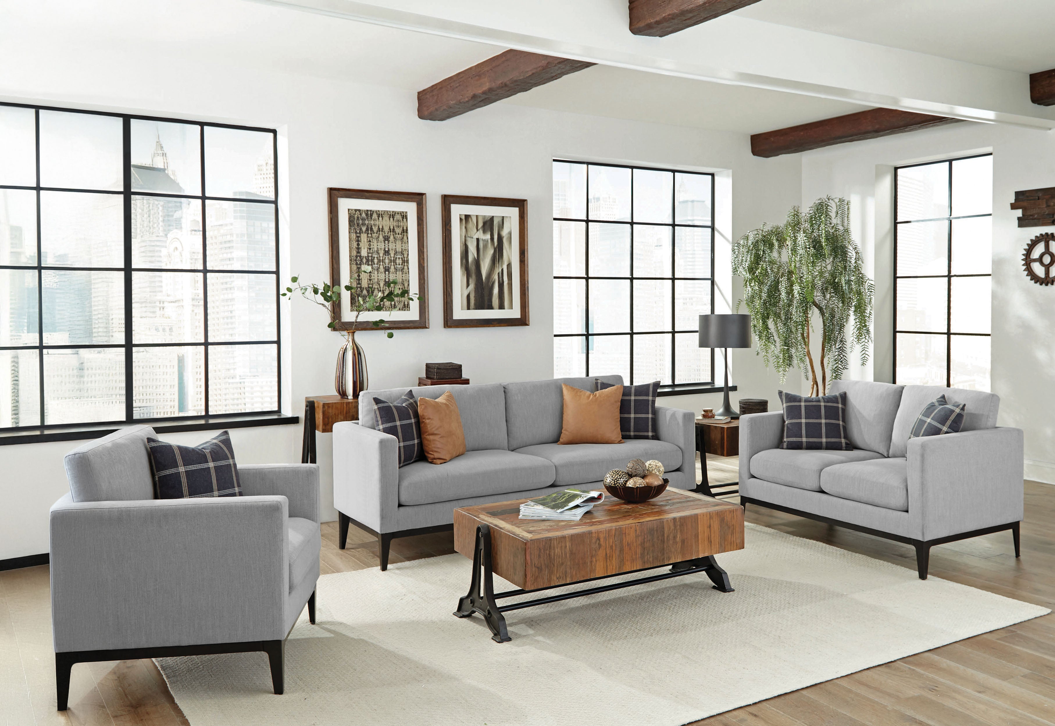 Apperson Upholstered Track Arm Loveseat Light Grey — view 12