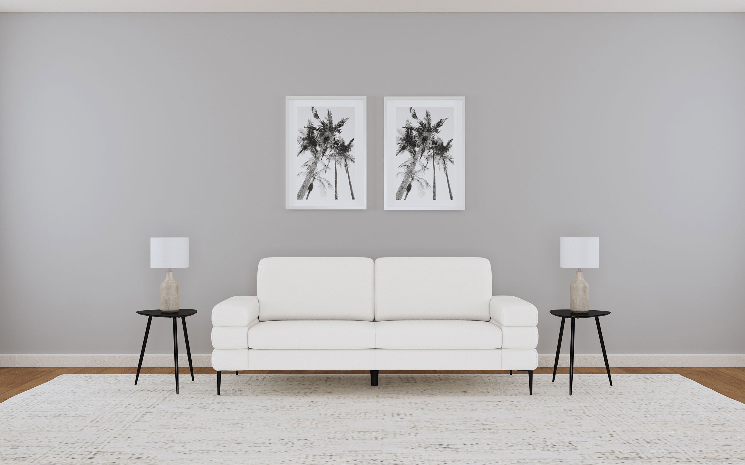 Jessel Chenille Upholstered Track Arm Sofa Ivory — view 2