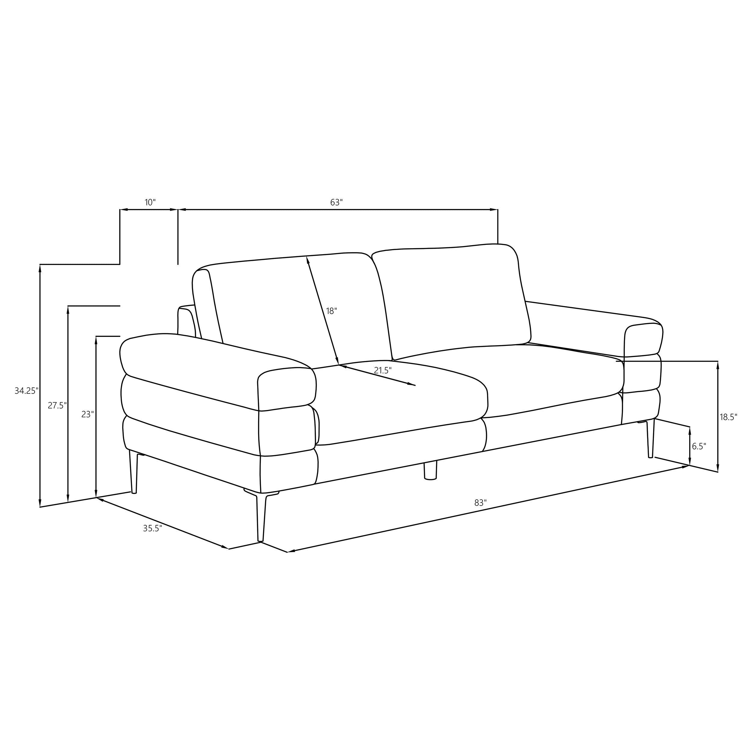 Jessel Chenille Upholstered Track Arm Sofa Ivory — view 10