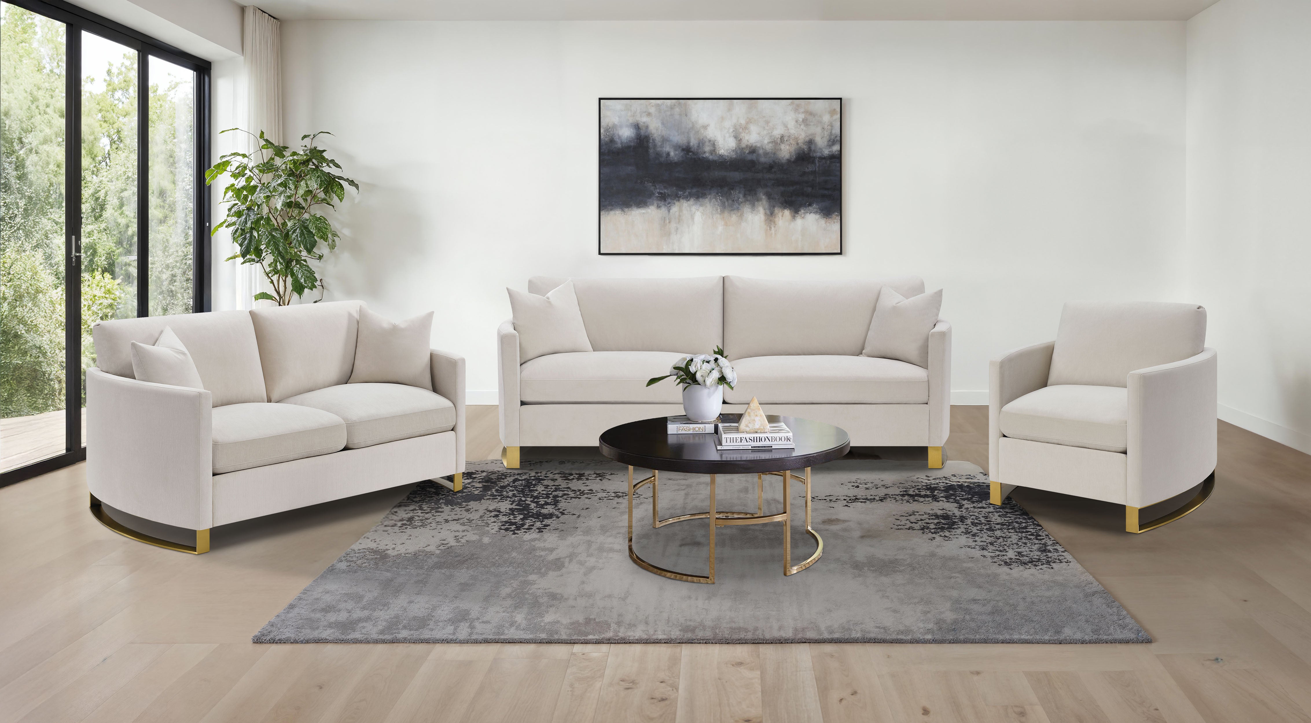 Corliss 3-piece Upholstered Arched Arm Sofa Set Beige — view 1