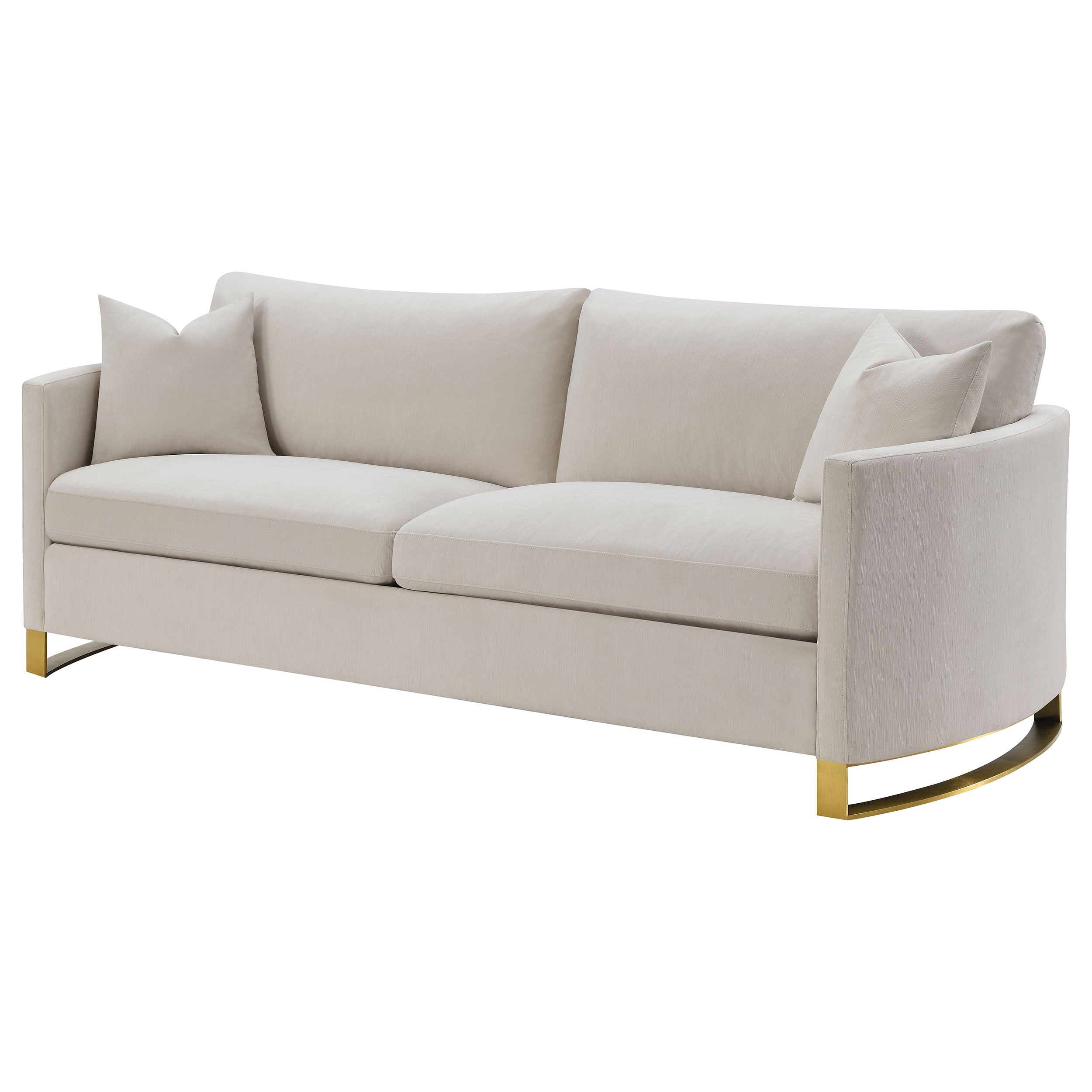 Corliss Upholstered Curved Track Arm Sofa Beige — view 4