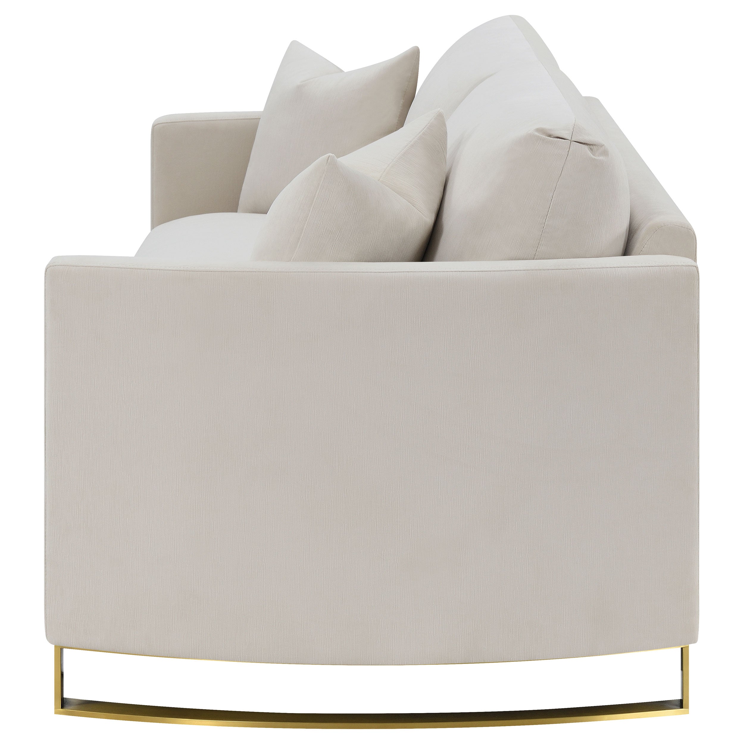 Corliss Upholstered Curved Track Arm Sofa Beige — view 5
