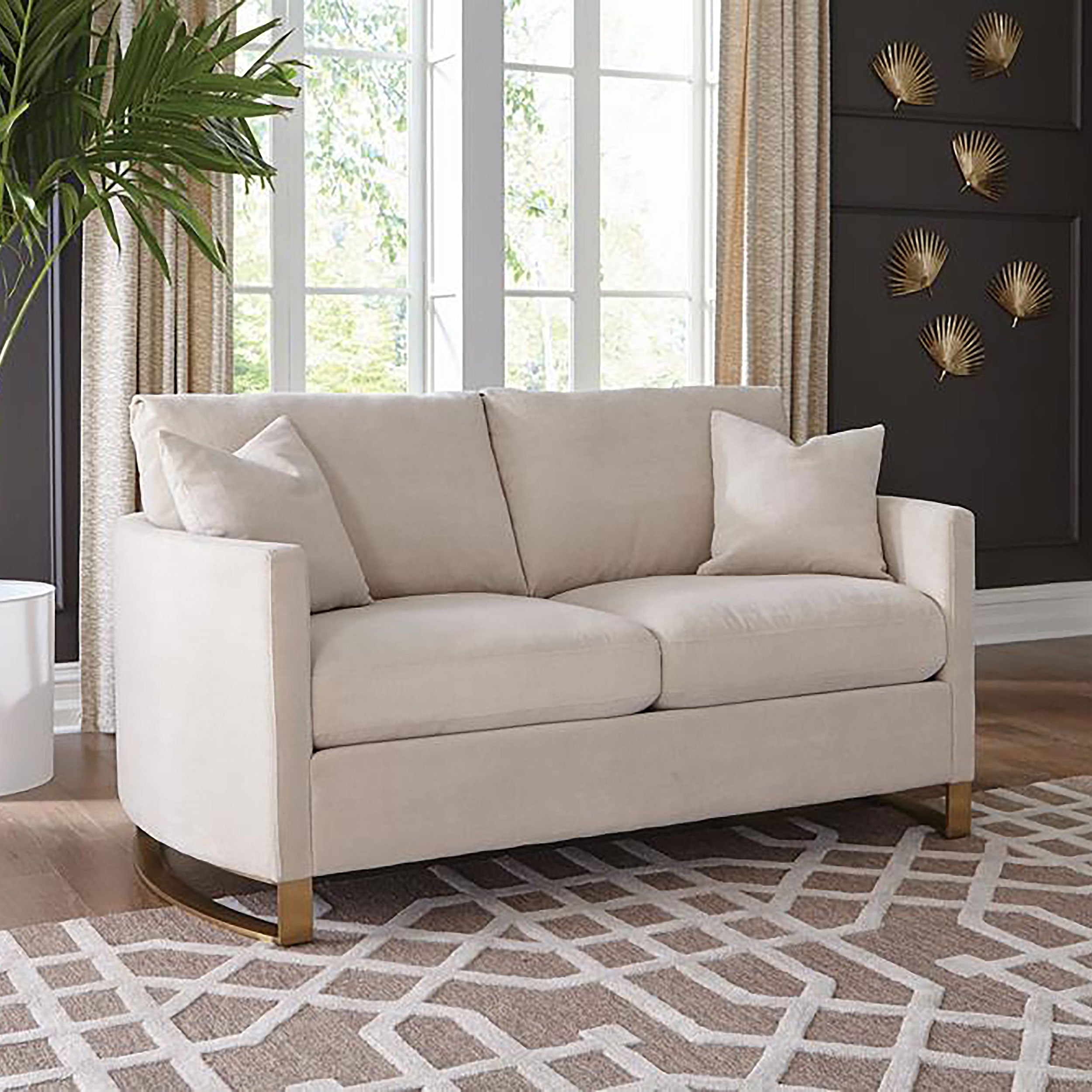 Corliss Upholstered Curved Track Arm Loveseat Beige — view 2