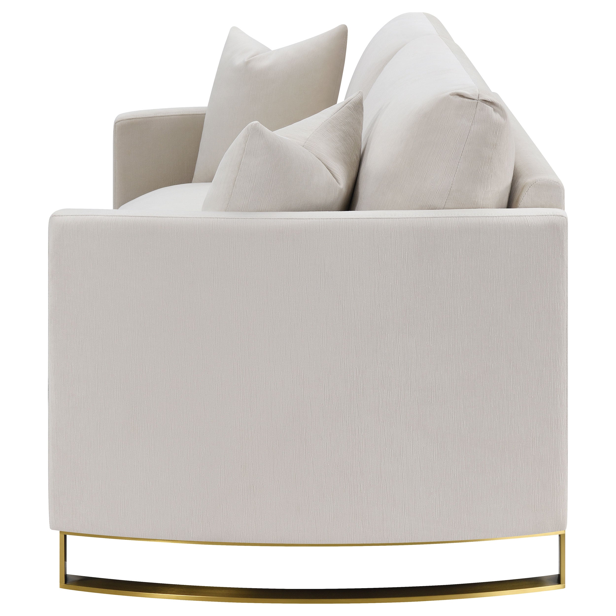 Corliss Upholstered Curved Track Arm Loveseat Beige — view 5