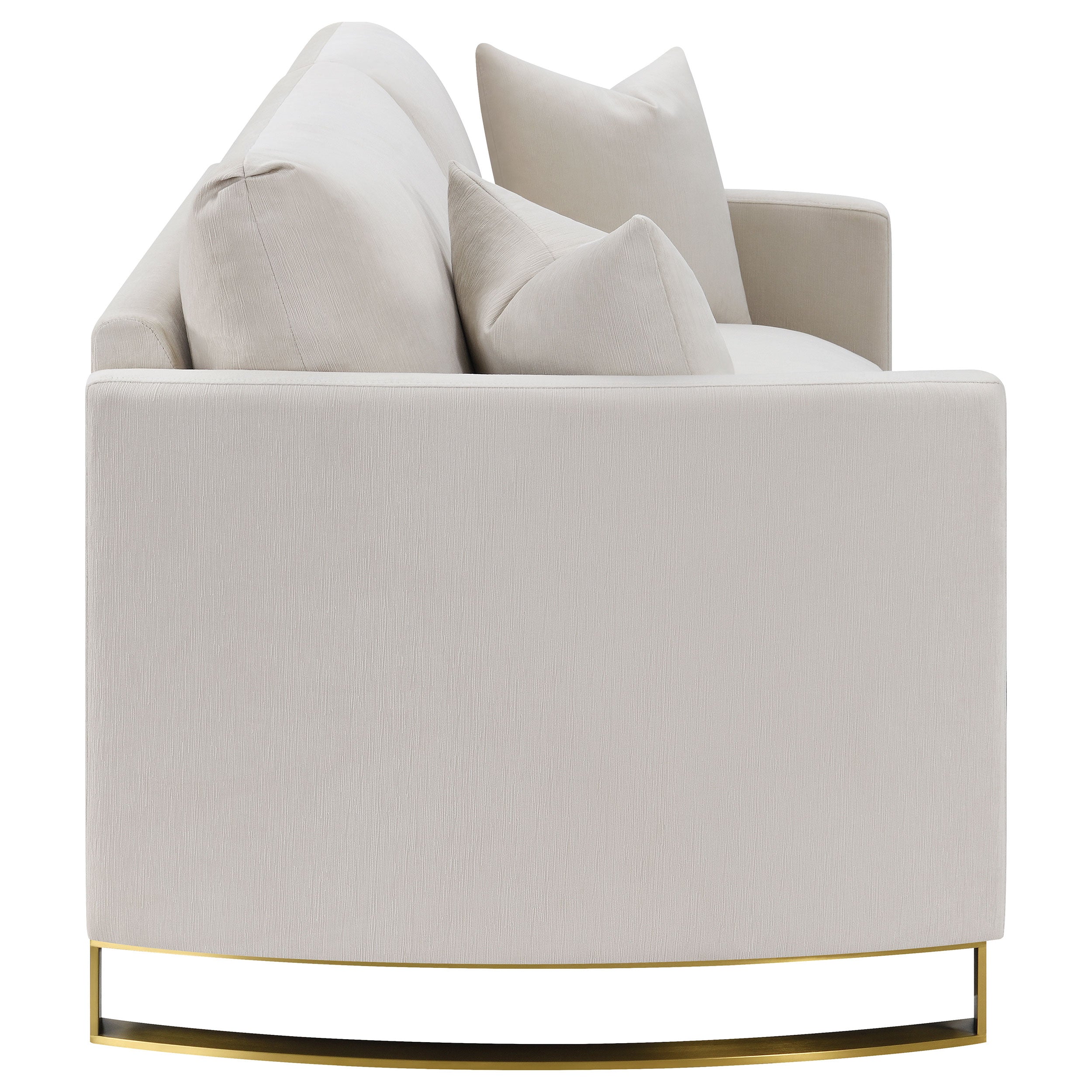 Corliss Upholstered Curved Track Arm Loveseat Beige — view 8