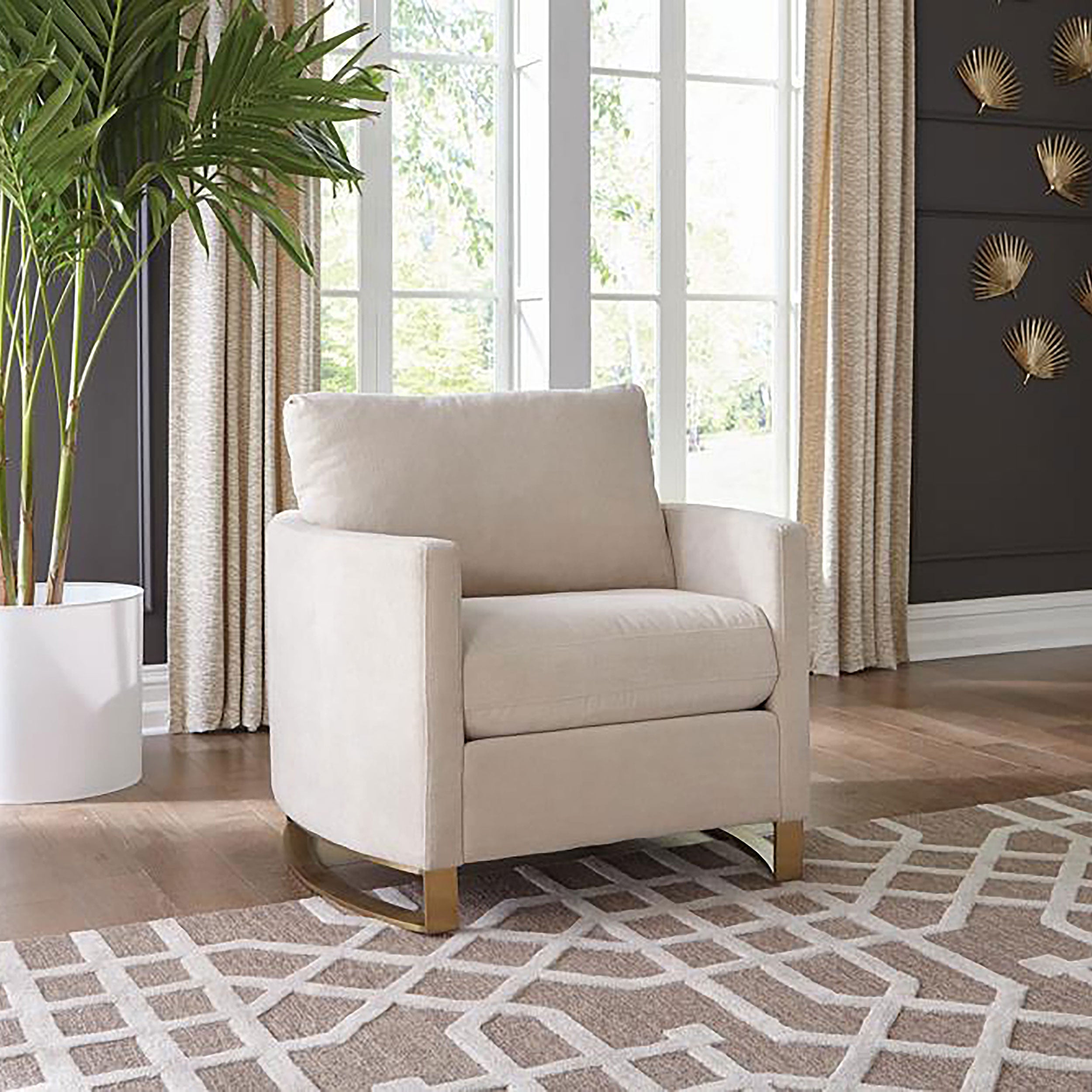Corliss Upholstered Curved Track Arm Chair Beige — view 2