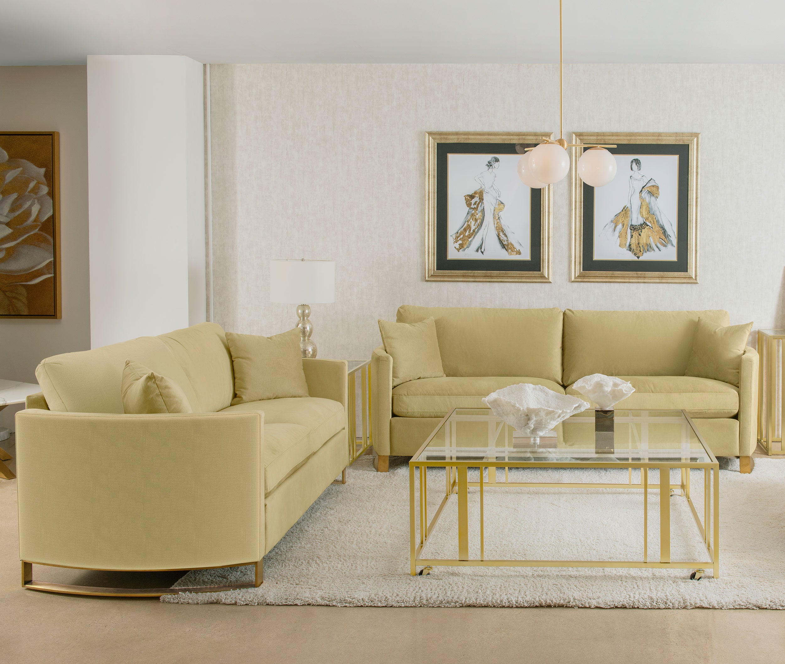 Corliss 2-piece Velvet Upholstered Sofa Set Camel — view 1