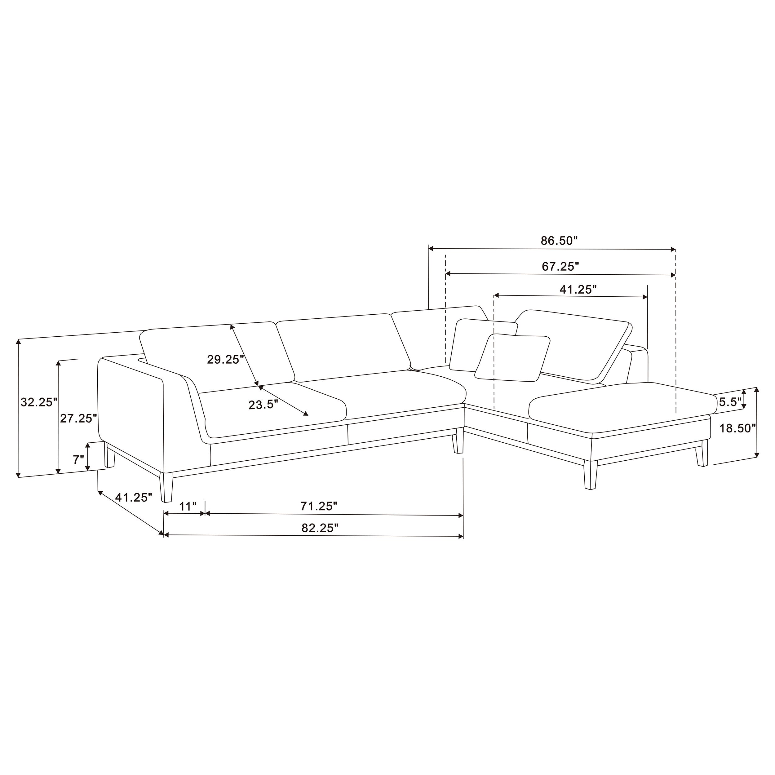 Persia Upholstered Track Arm Sectional Sofa Grey — view 9