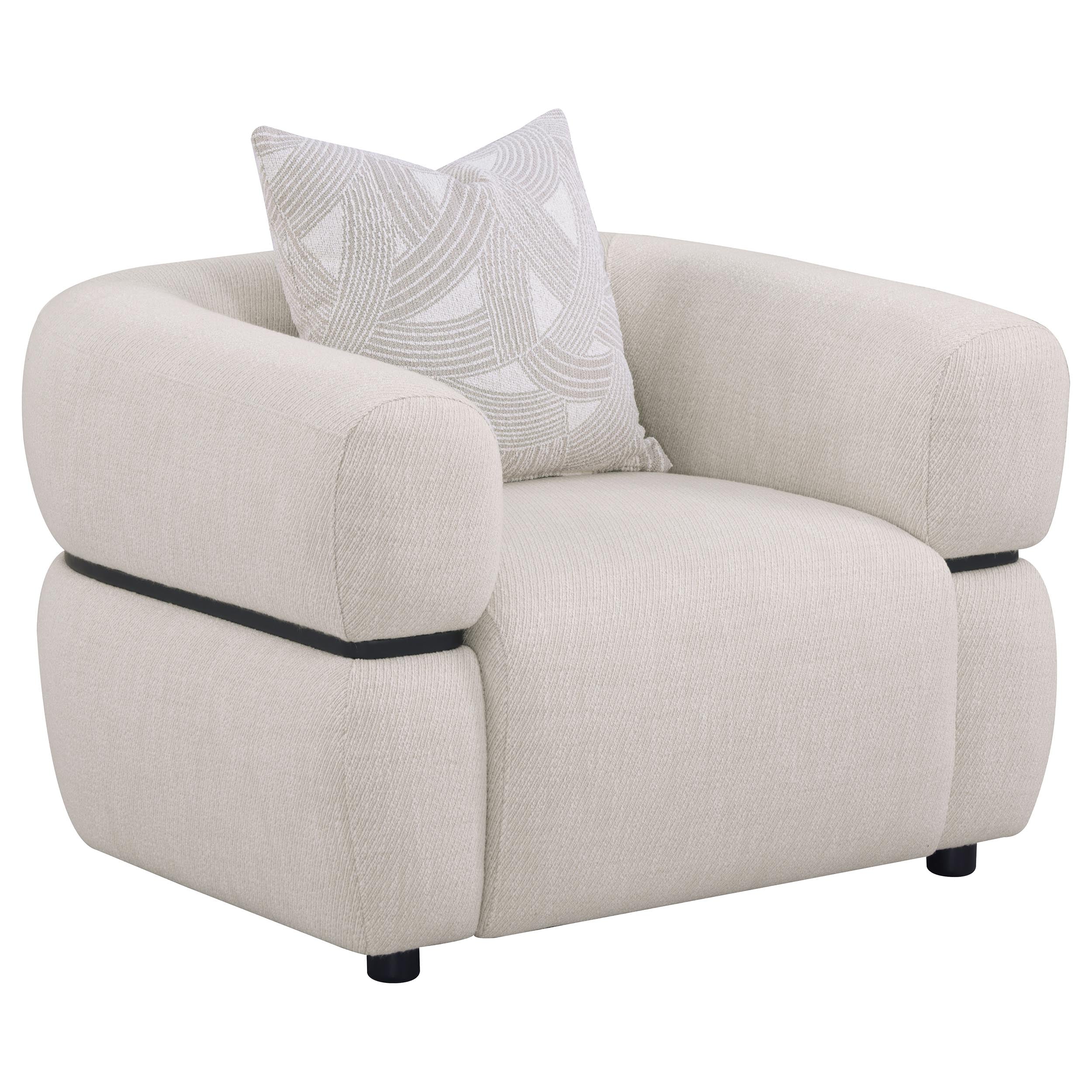Jeanette 3-piece Fabric Upholstered Round Arm Sofa Set Beige — view 7