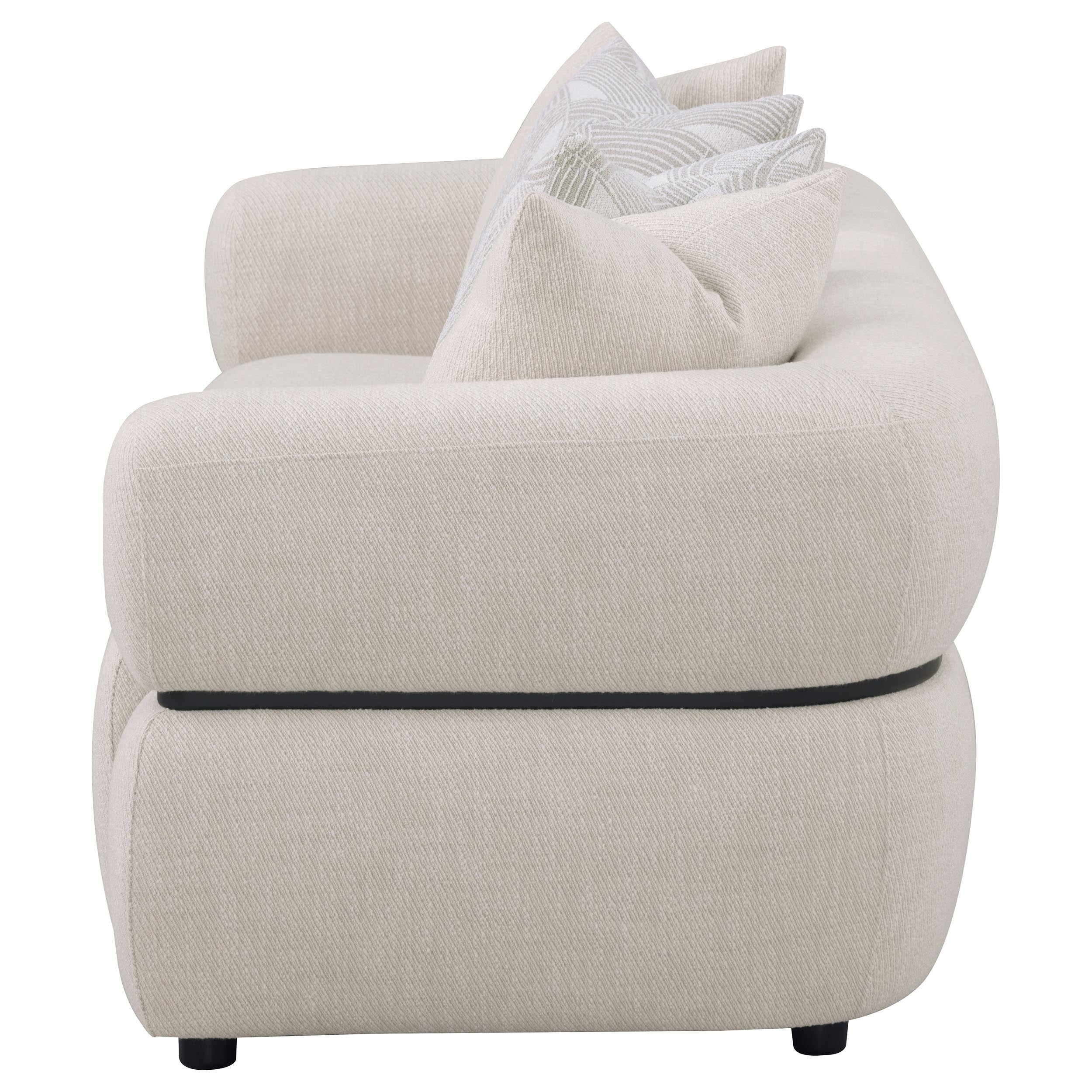 Jeanette 84-inch Fabric Upholstered Round Arm Sofa Beige — view 5