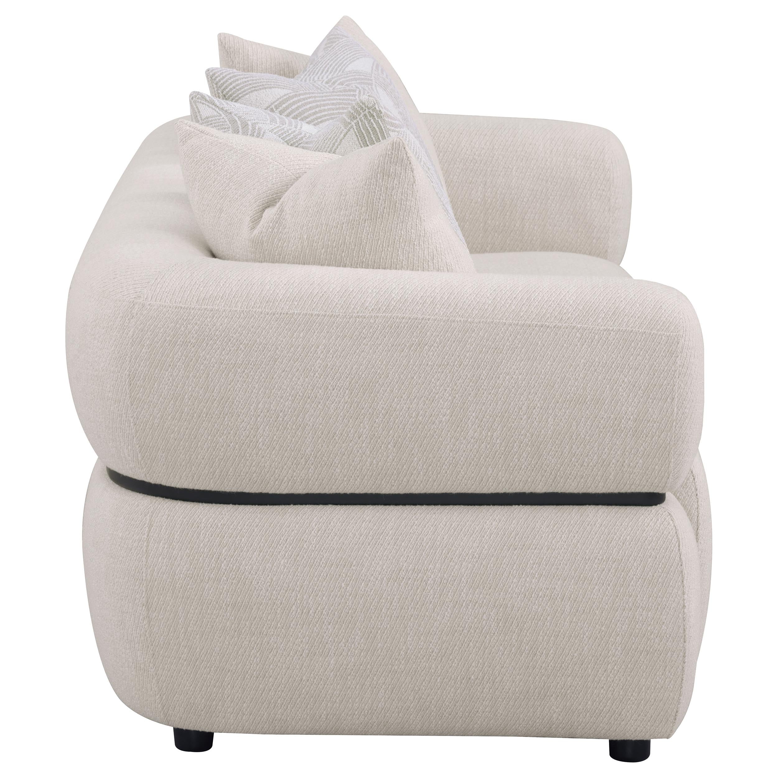 Jeanette 84-inch Fabric Upholstered Round Arm Sofa Beige — view 8