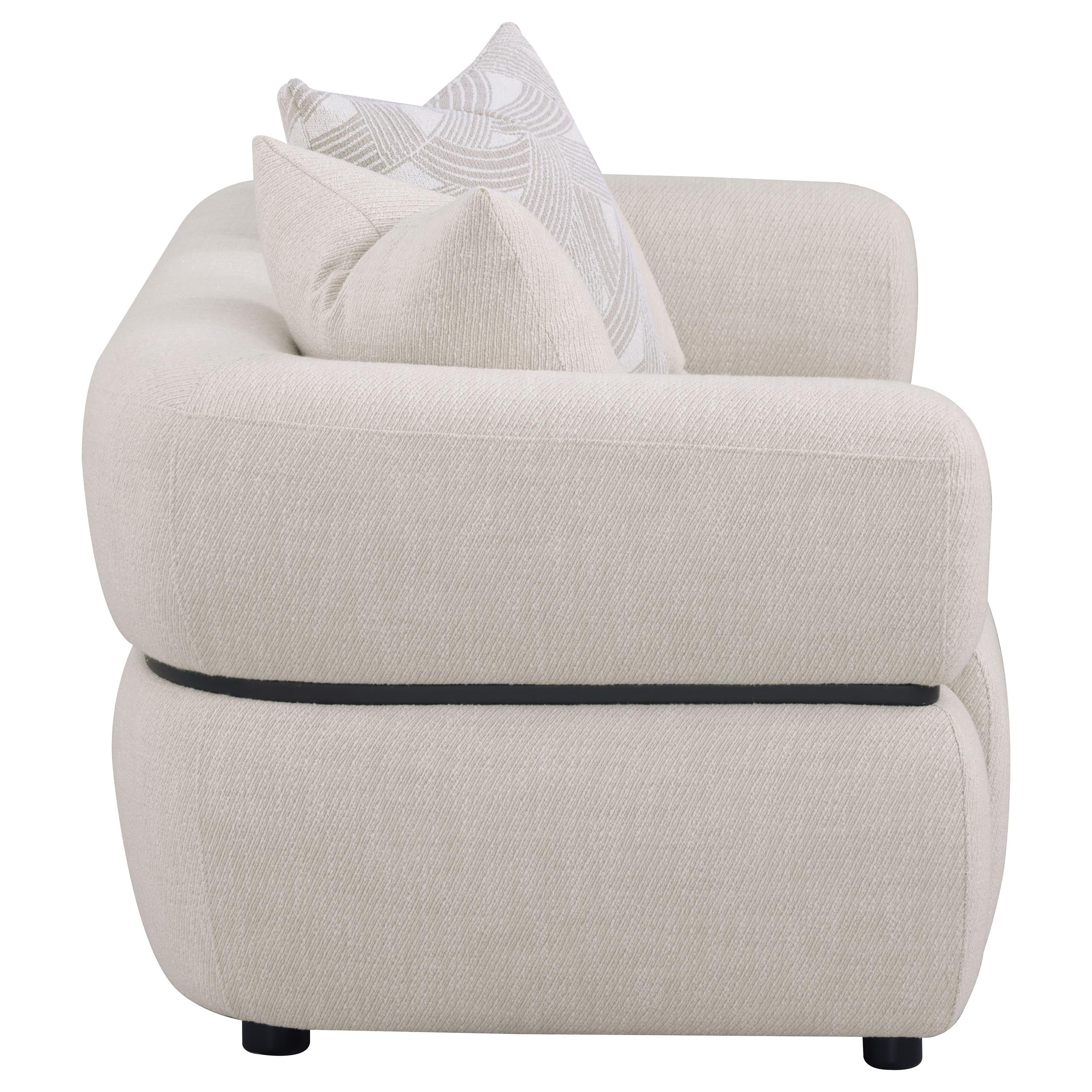 Jeanette 73-inch Fabric Upholstered Round Arm Loveseat Beige — view 8