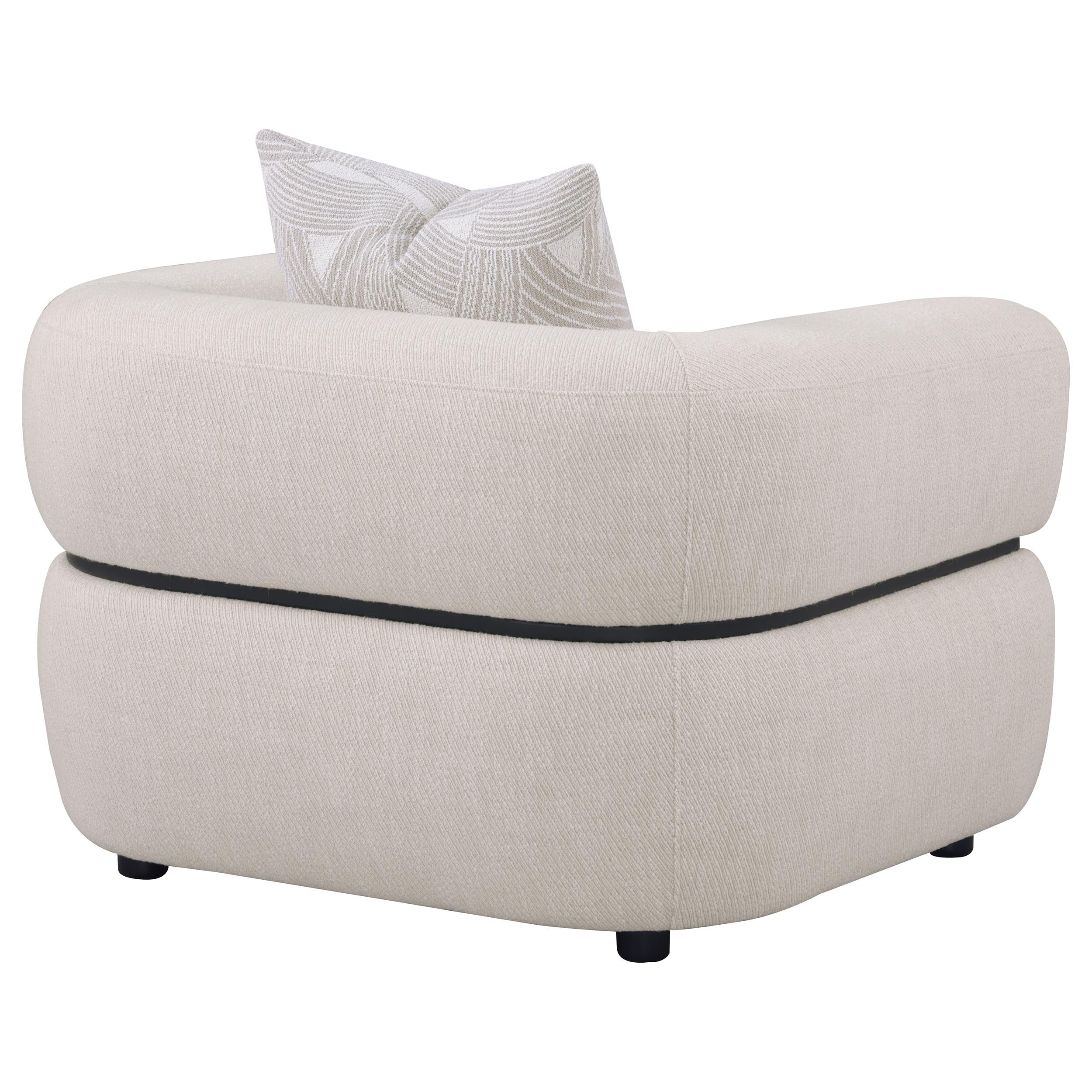 Jeanette Fabric Upholstered Round Arm Accent Chair Beige — view 7